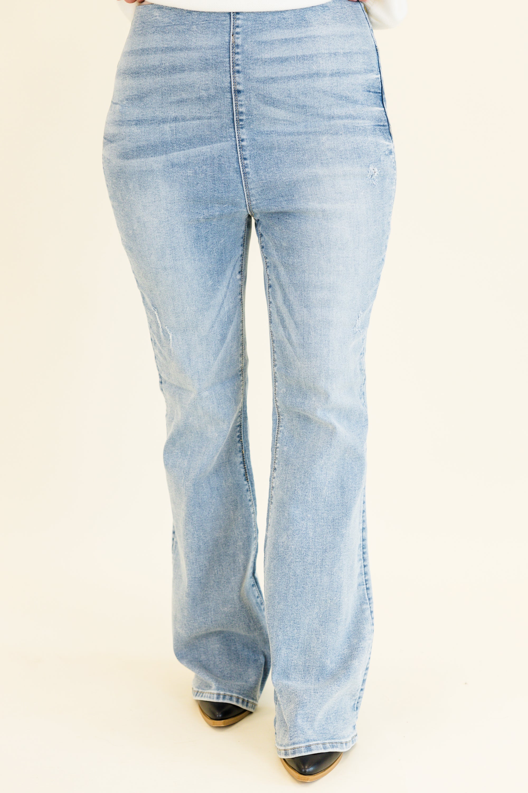 Life Isn't Flare Jeggings, Light Wash - Giverhouse