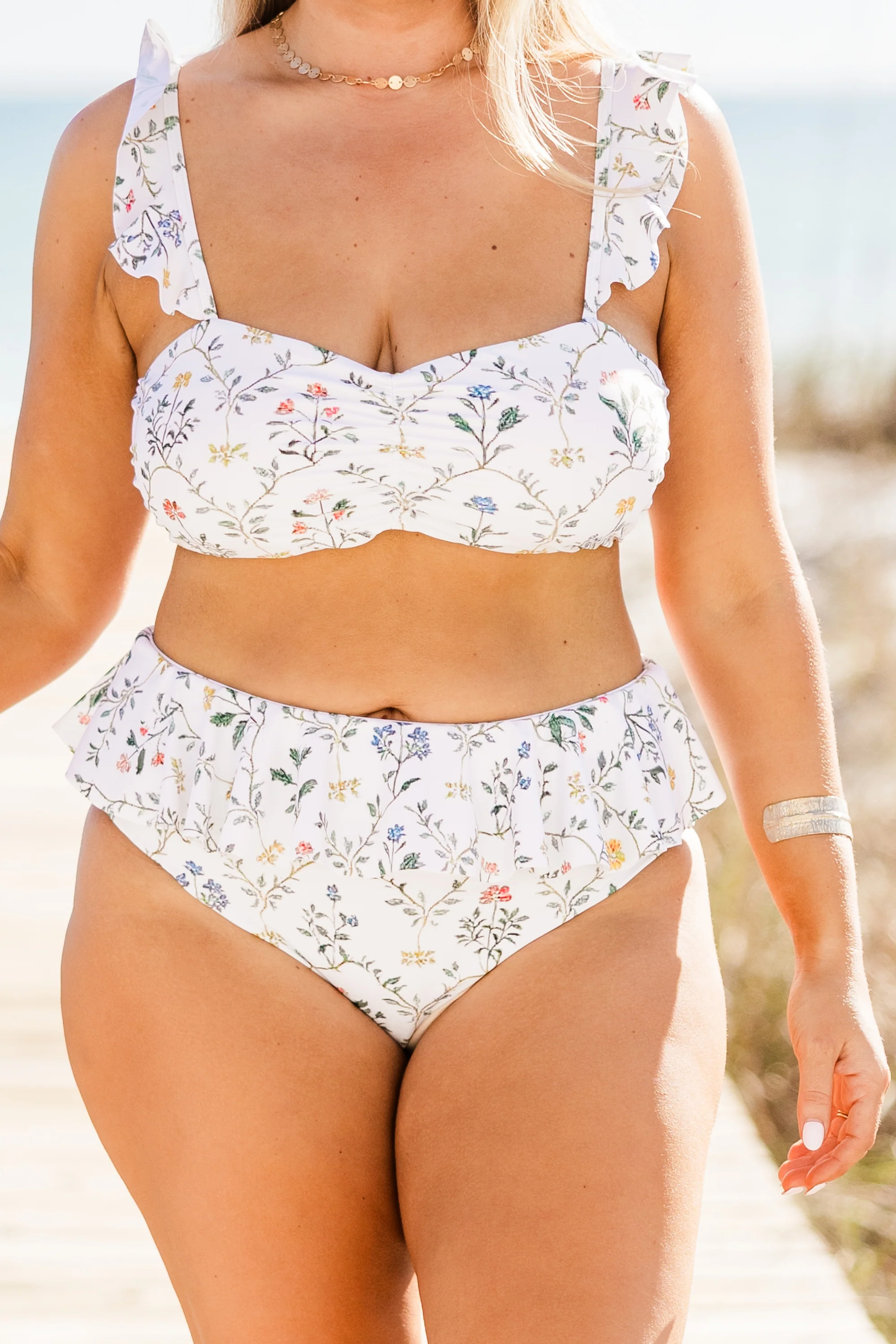 Sugar Sands Swim Bottom, White Floral - Giverhouse