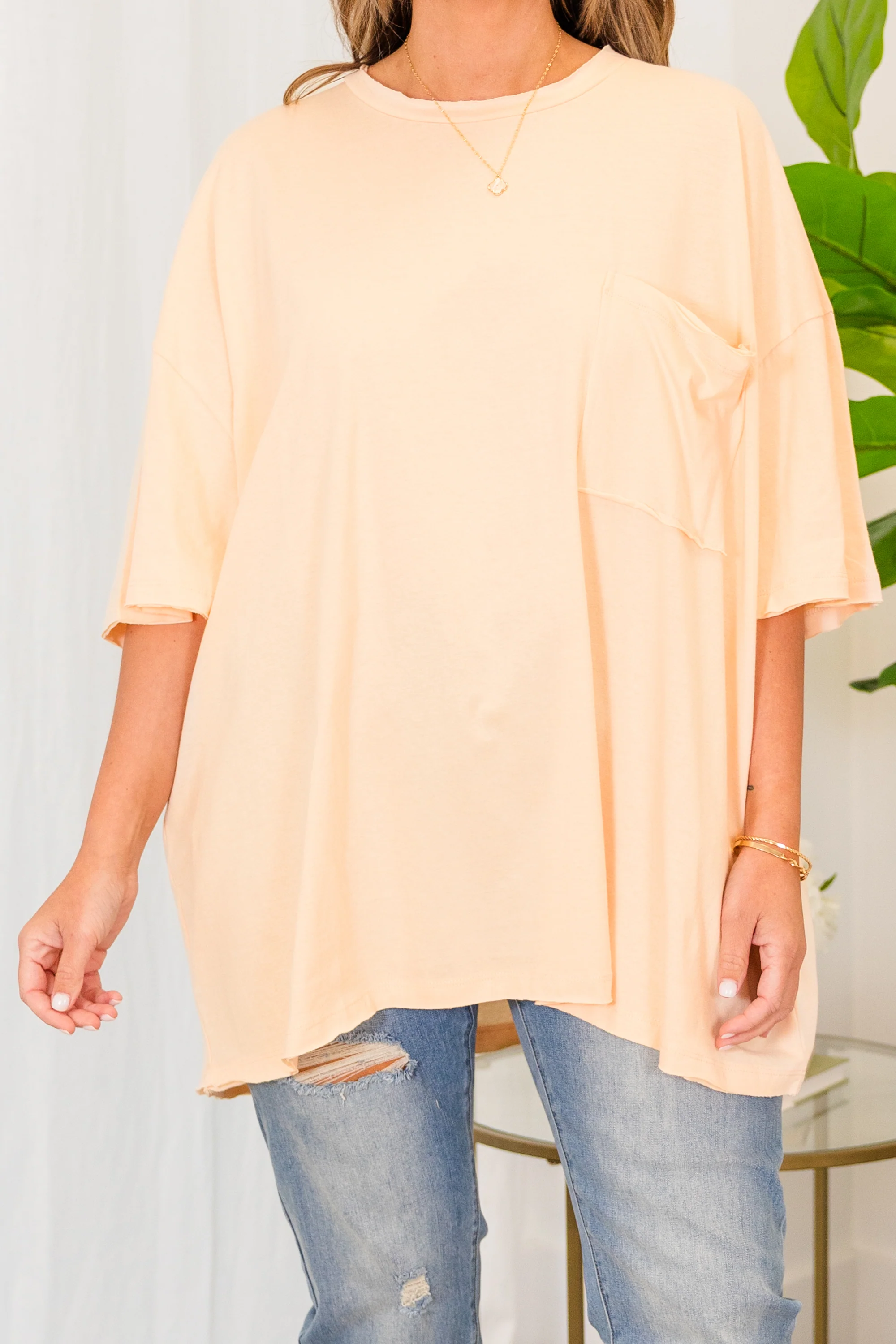 It Comes Naturally Top, Cream Peach - Giverhouse