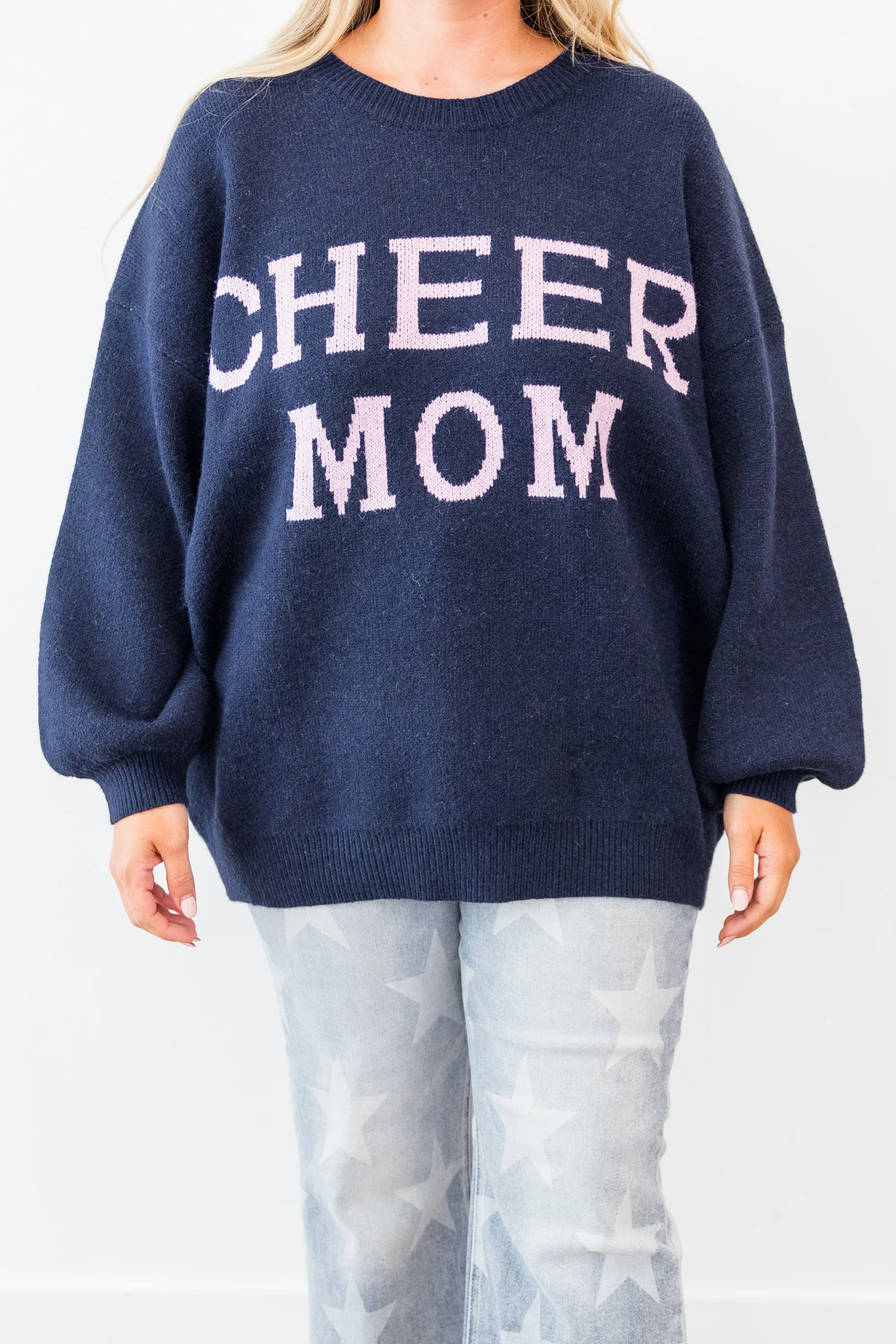 Cheer Mom Sweater, Navy - Giverhouse