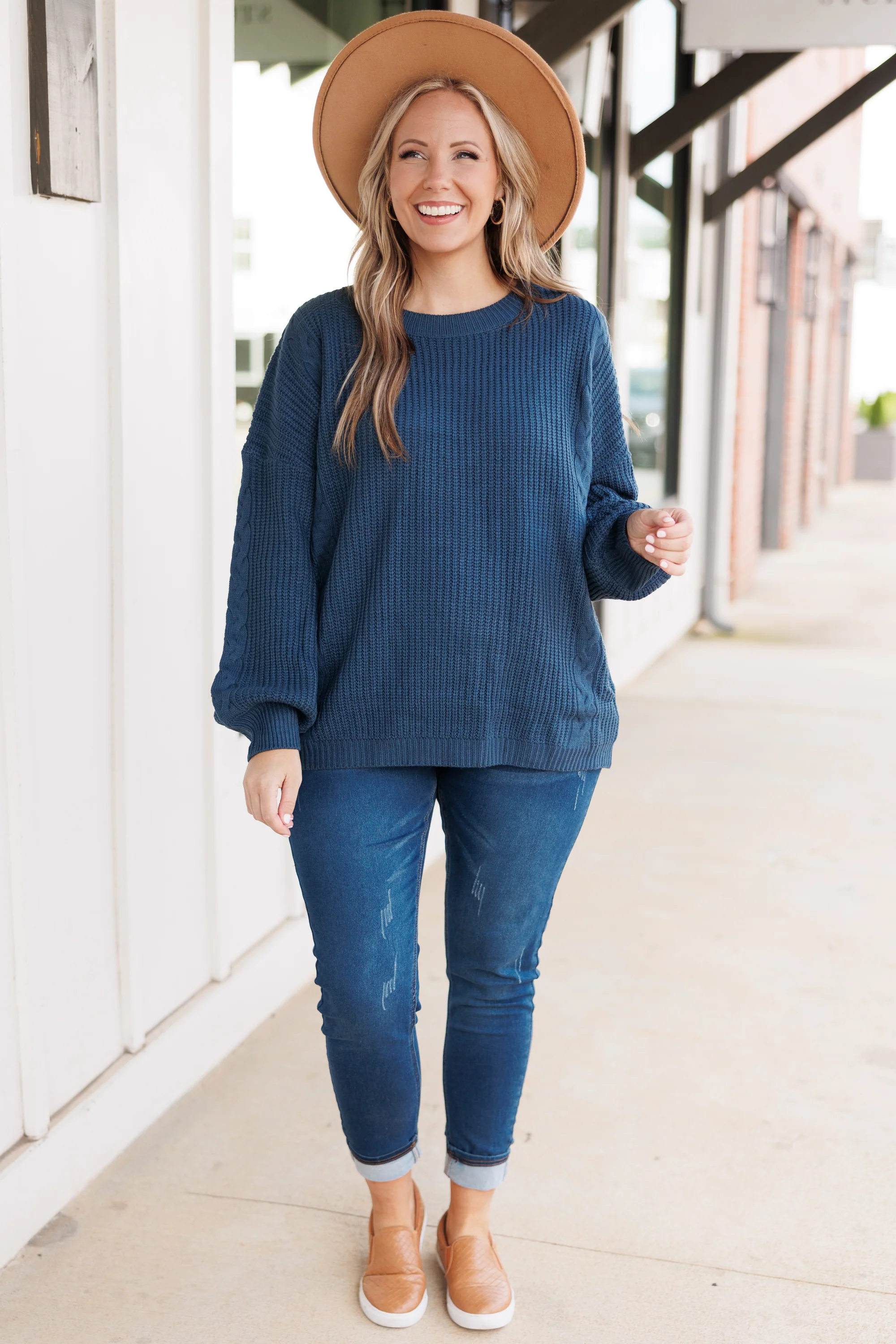 There She Goes Sweater, Dark Teal - Giverhouse