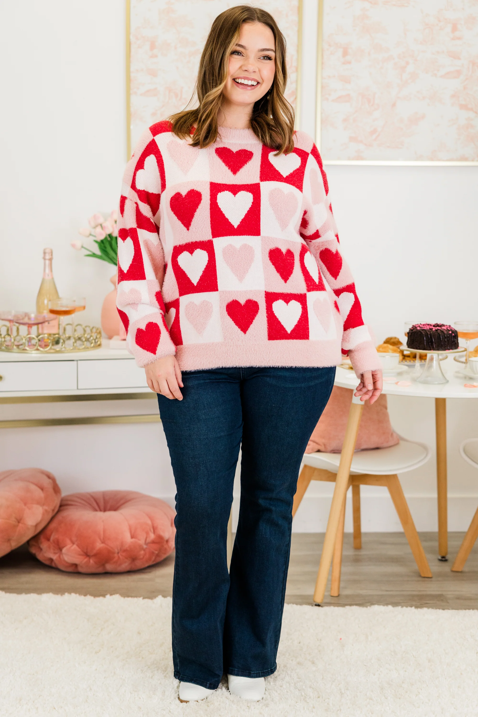 Two Hearts Beating Sweater, Red - Giverhouse