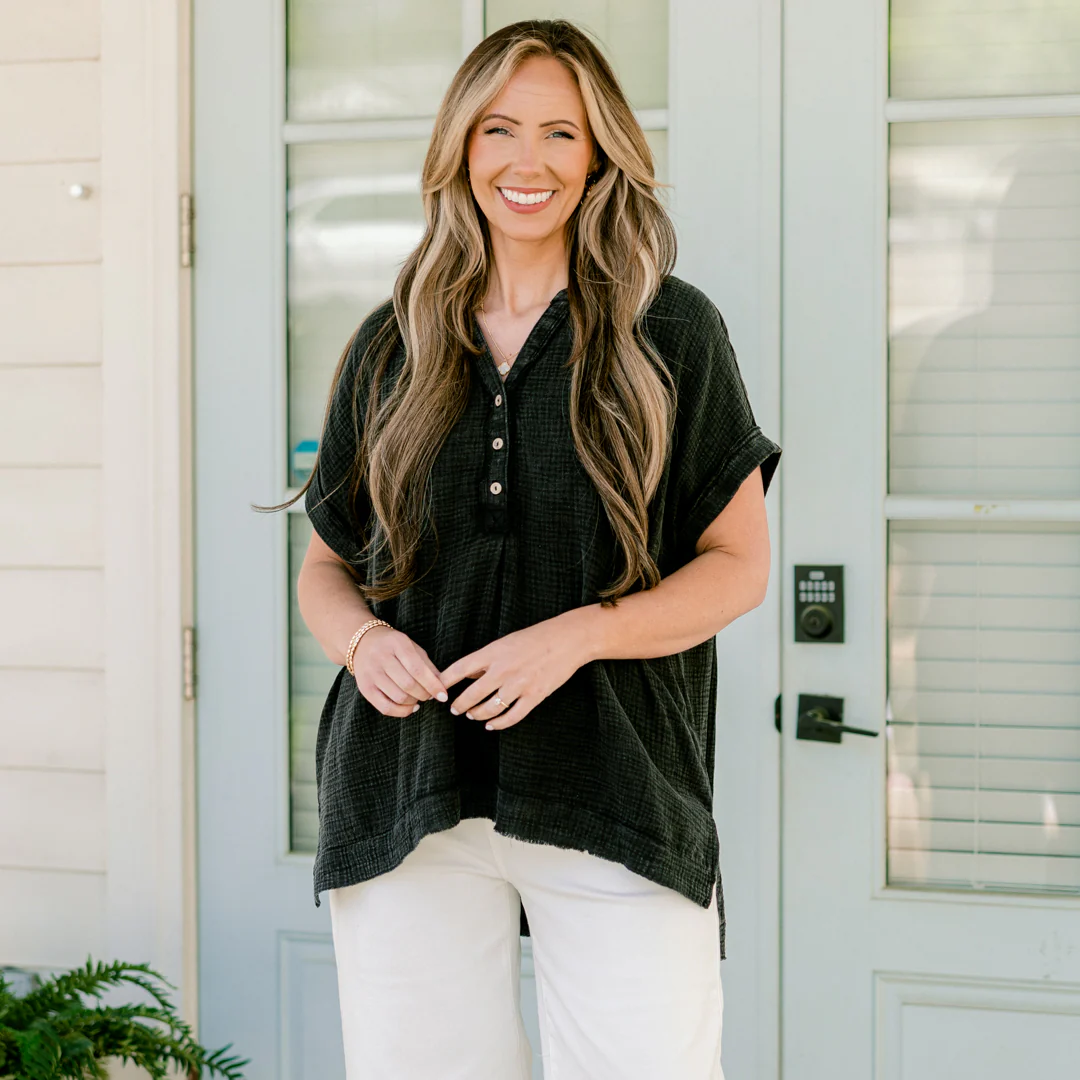 Cute And Carefree Top, Ash Black - Giverhouse