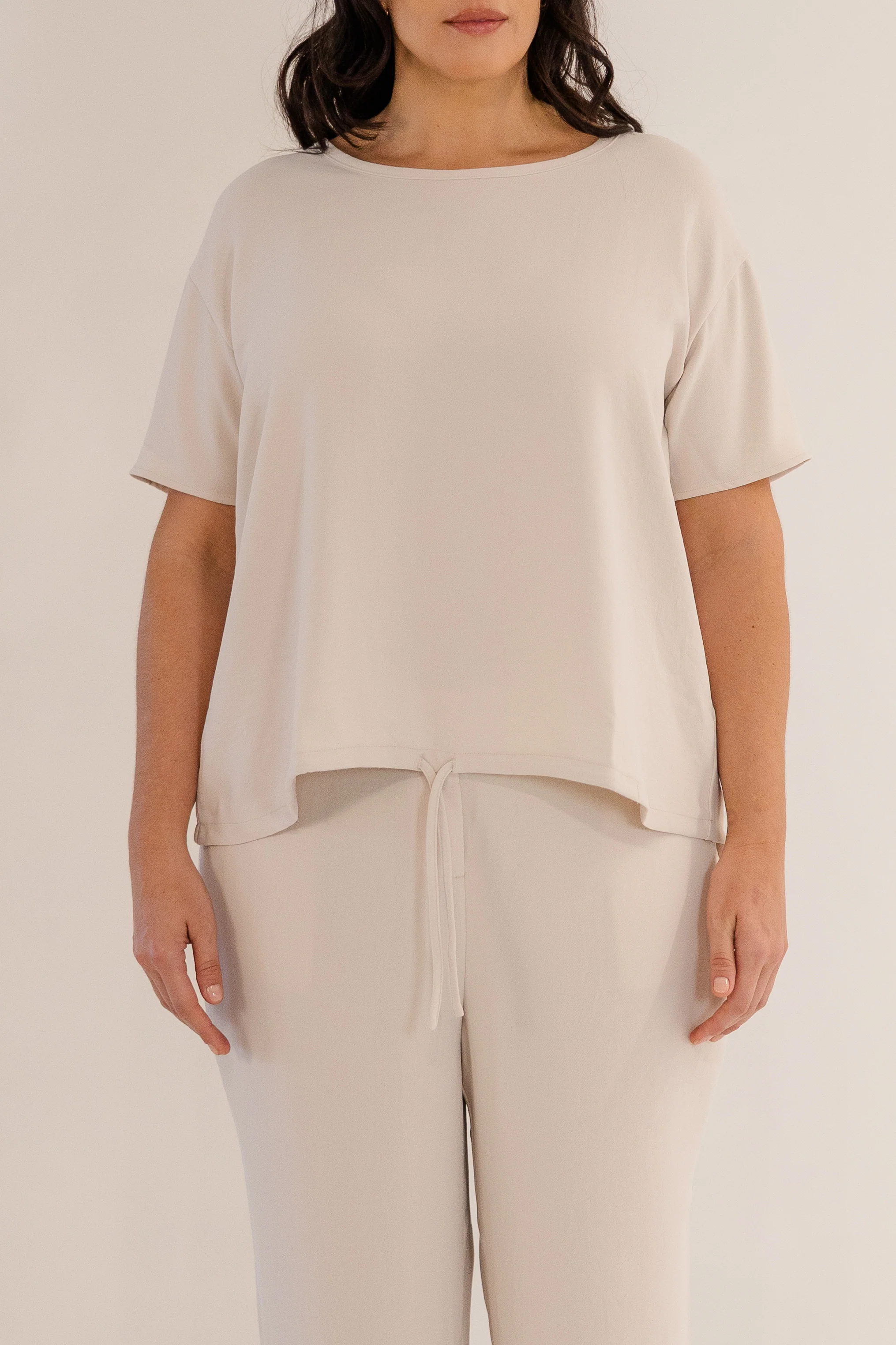 Ricker Tie Hem Top, Stone - Giverhouse