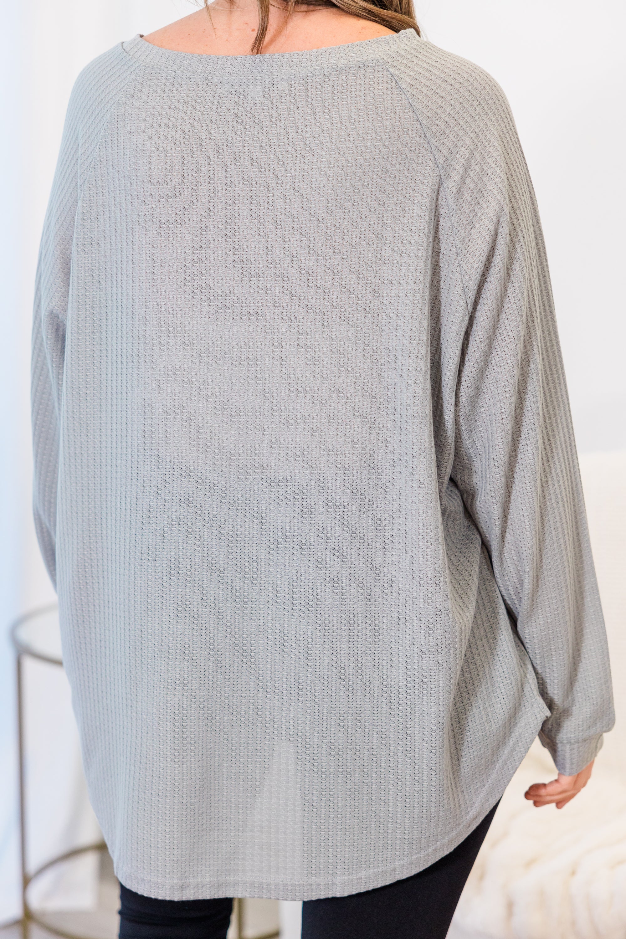 Curved Hem Slouchy Dolman Tunic, Heather Grey Thermal - Giverhouse