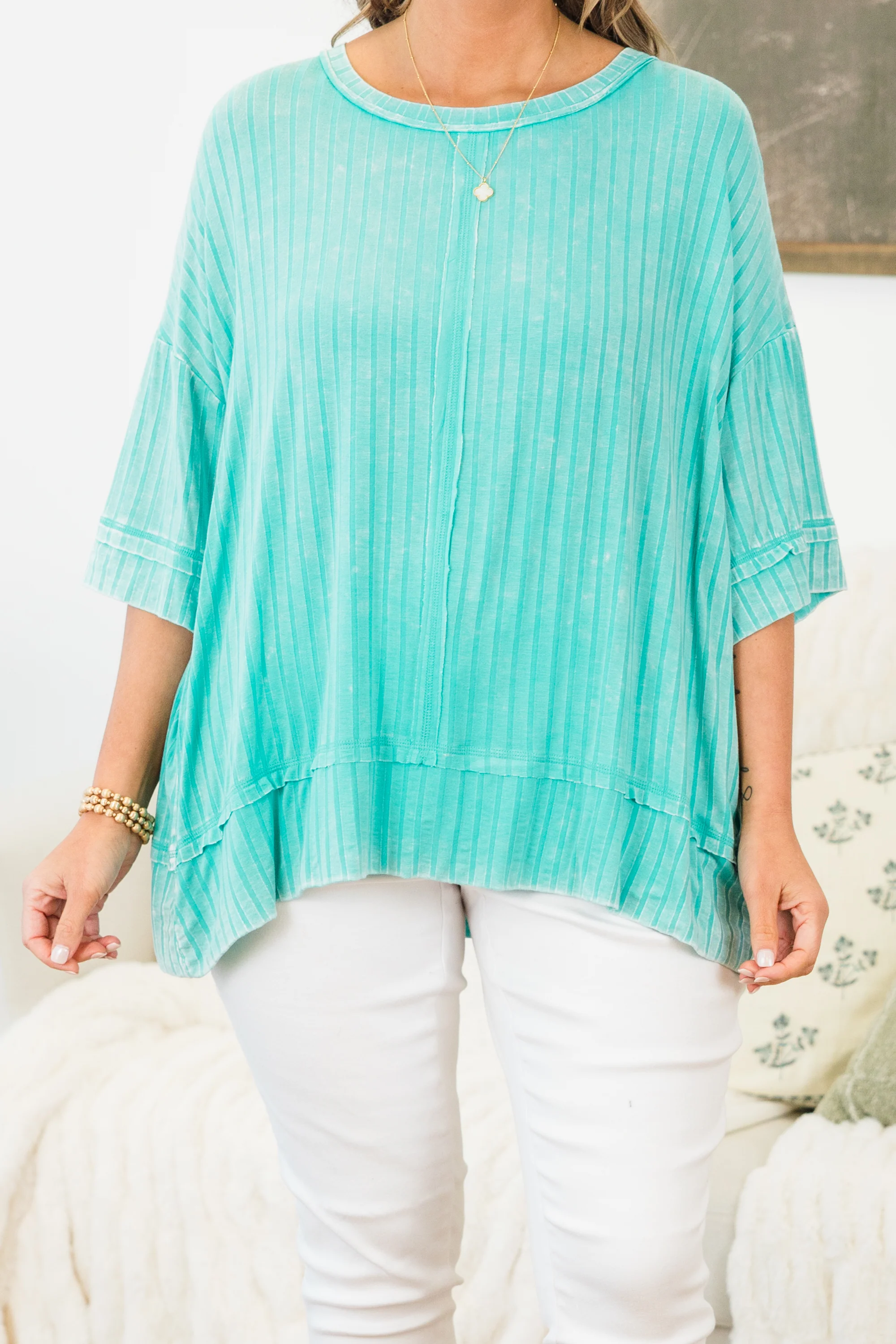 You're All Mine Top, Turquoise - Giverhouse