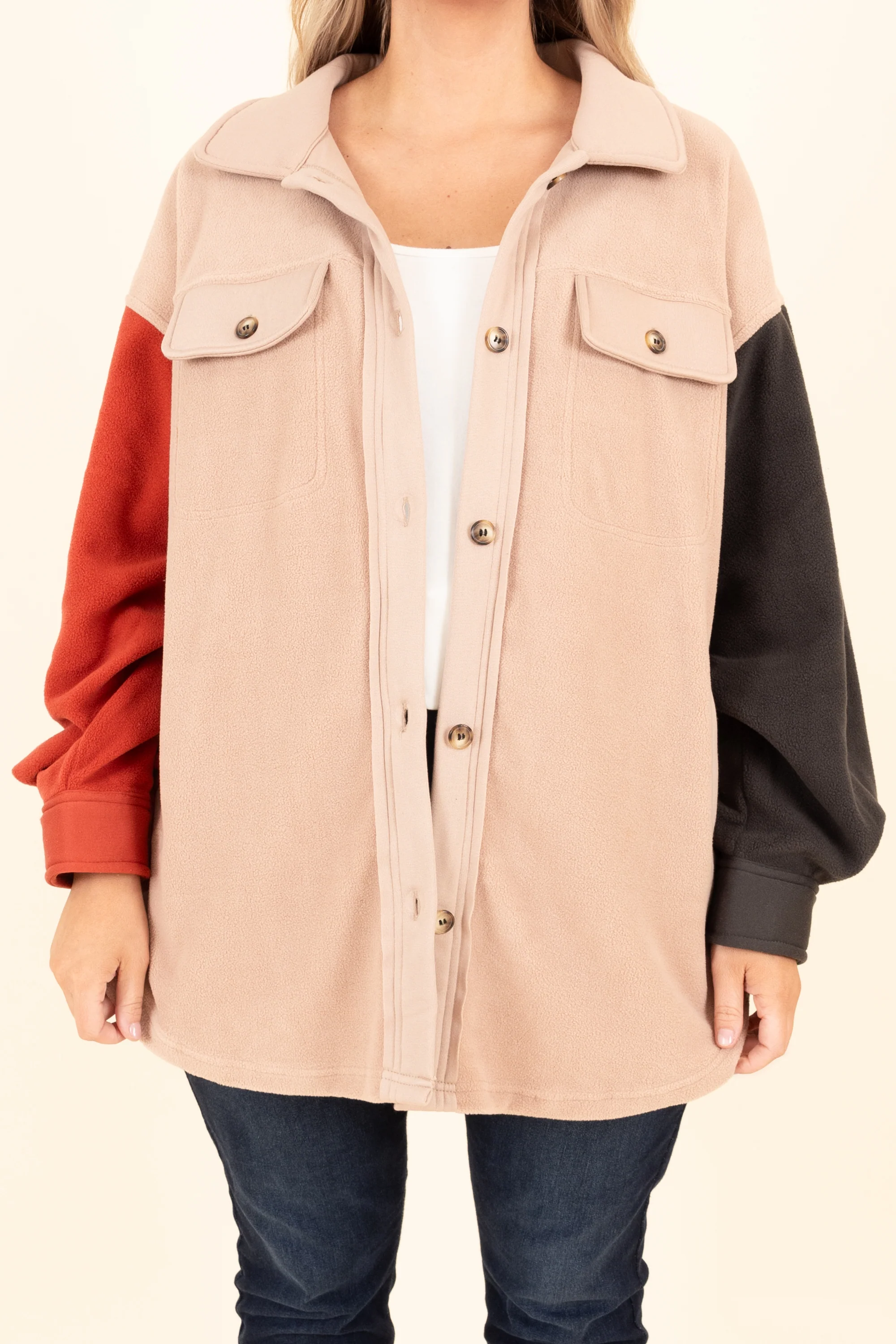 Bashful Moments Shacket, Taupe - Giverhouse