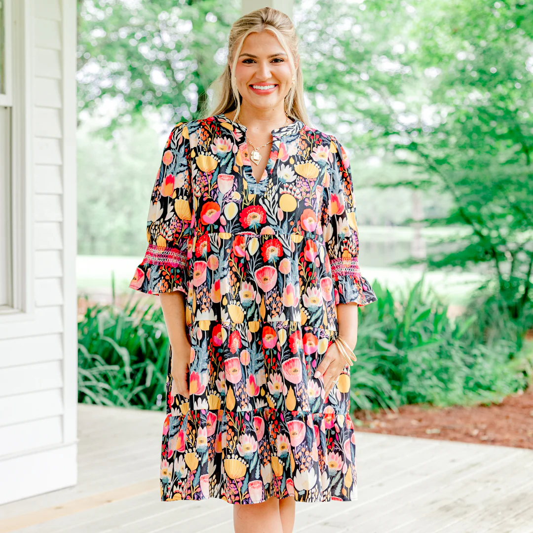 Sands Of Life Dress, Navy Floral - Giverhouse