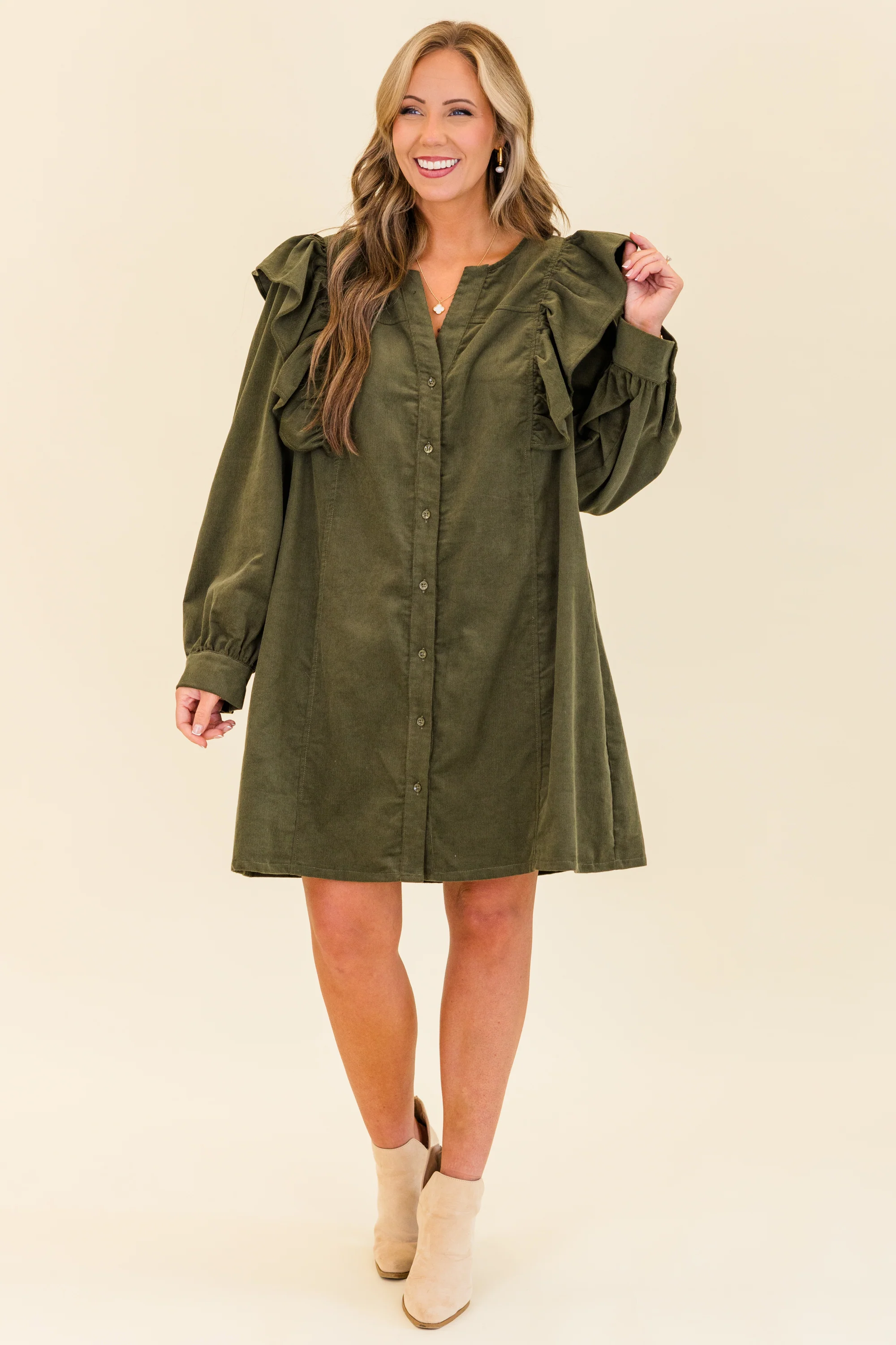 When The Night is Here Dress, Olive - Giverhouse