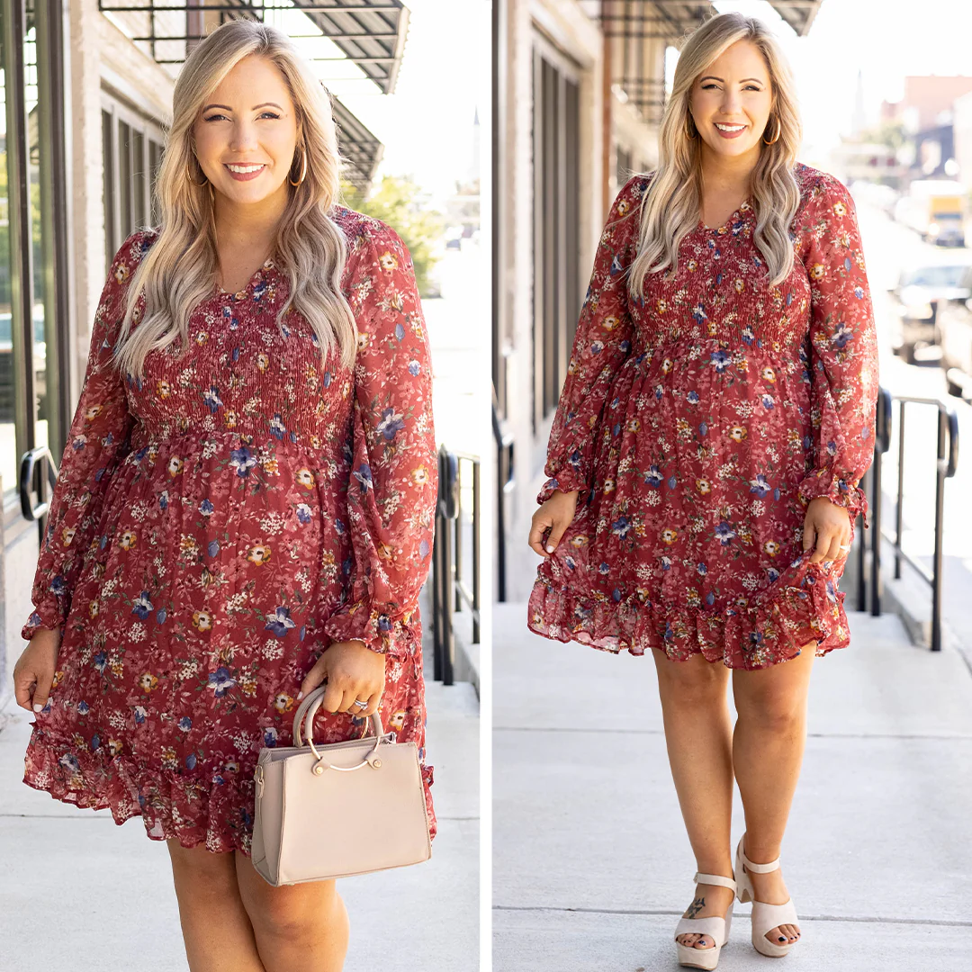 Midnight Train To Georgia Dress, Burgundy - Giverhouse