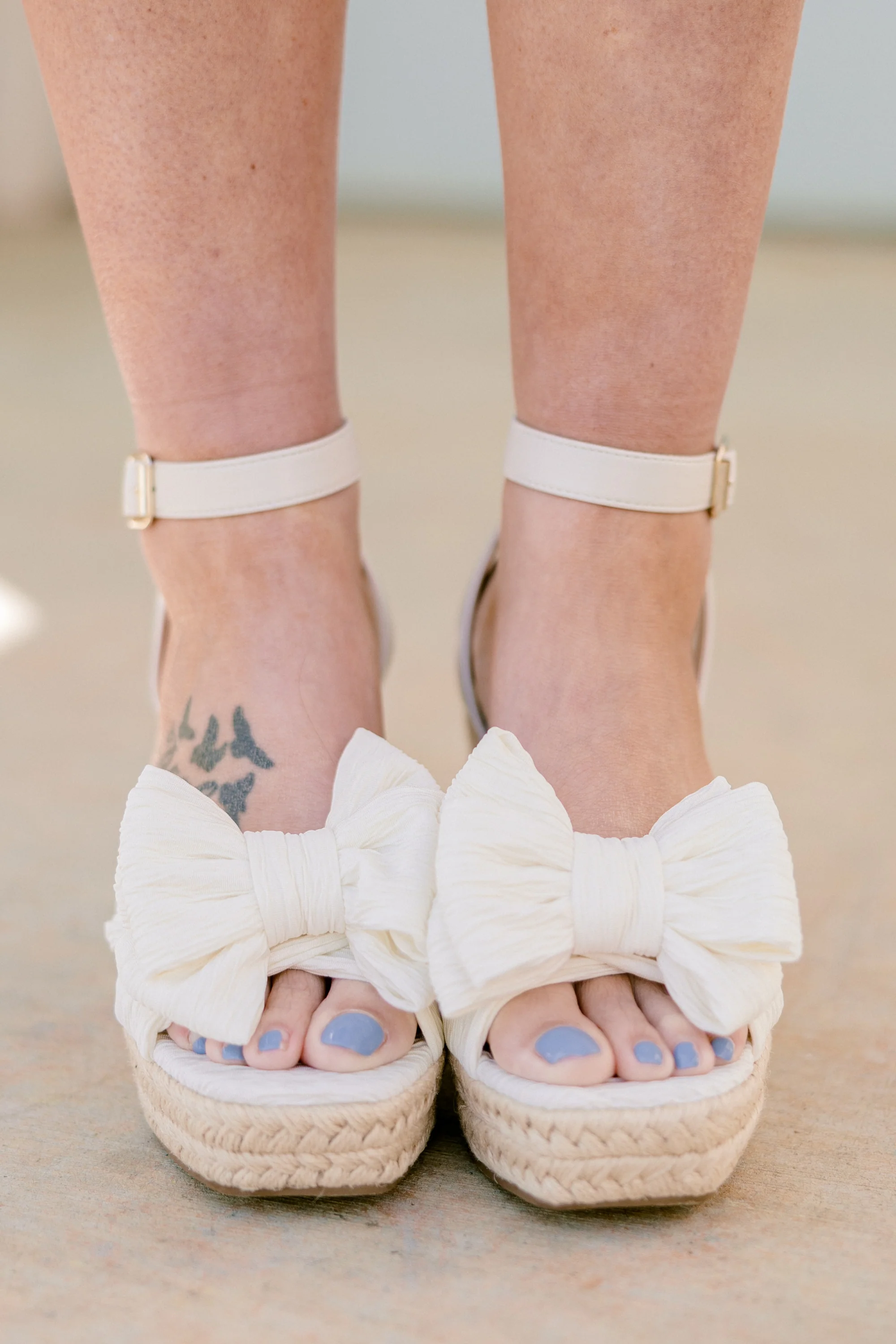 Ribbon Romance Wedges, Ivory - Giverhouse