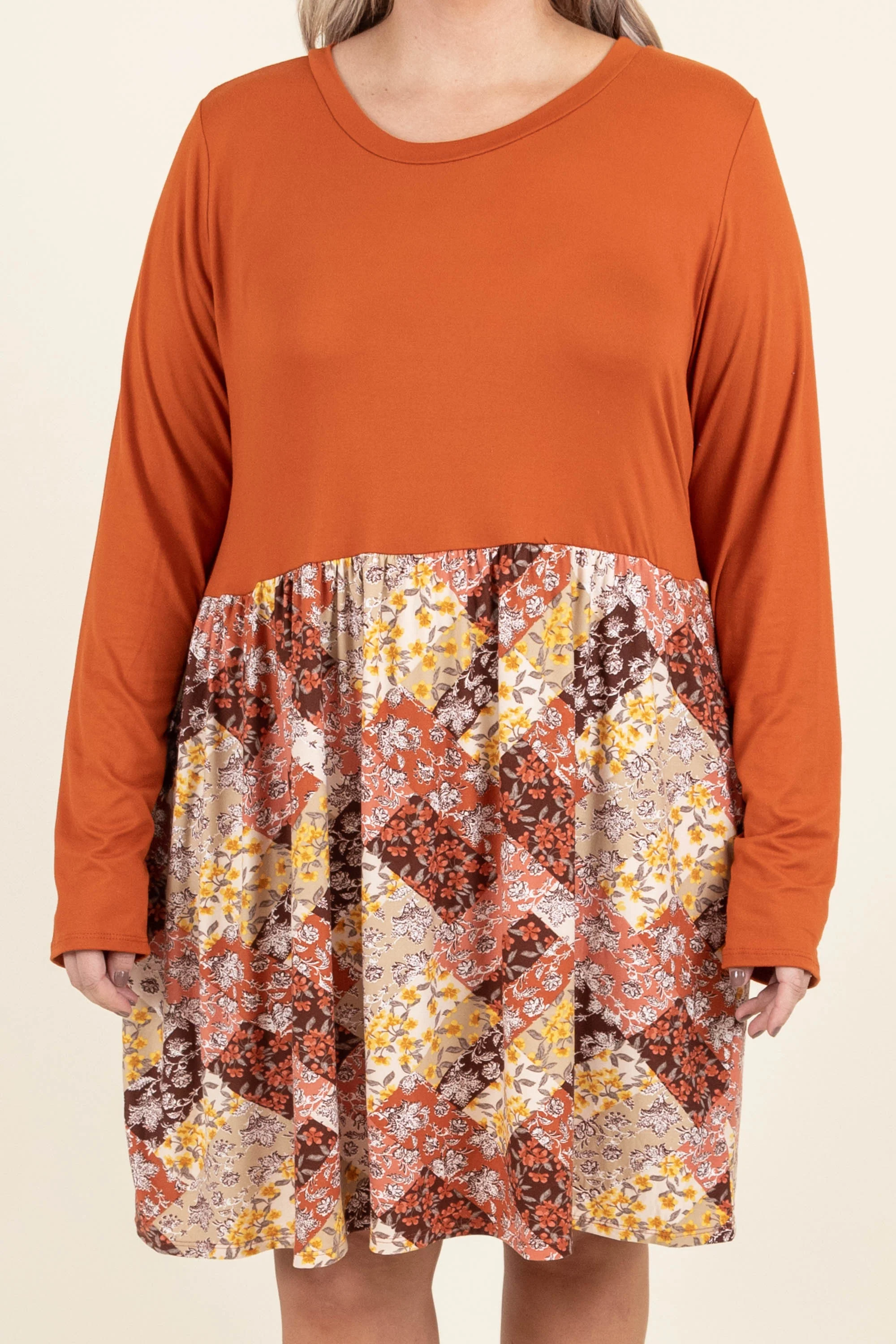 Autumn Fields Dress, Rust/Taupe - Giverhouse