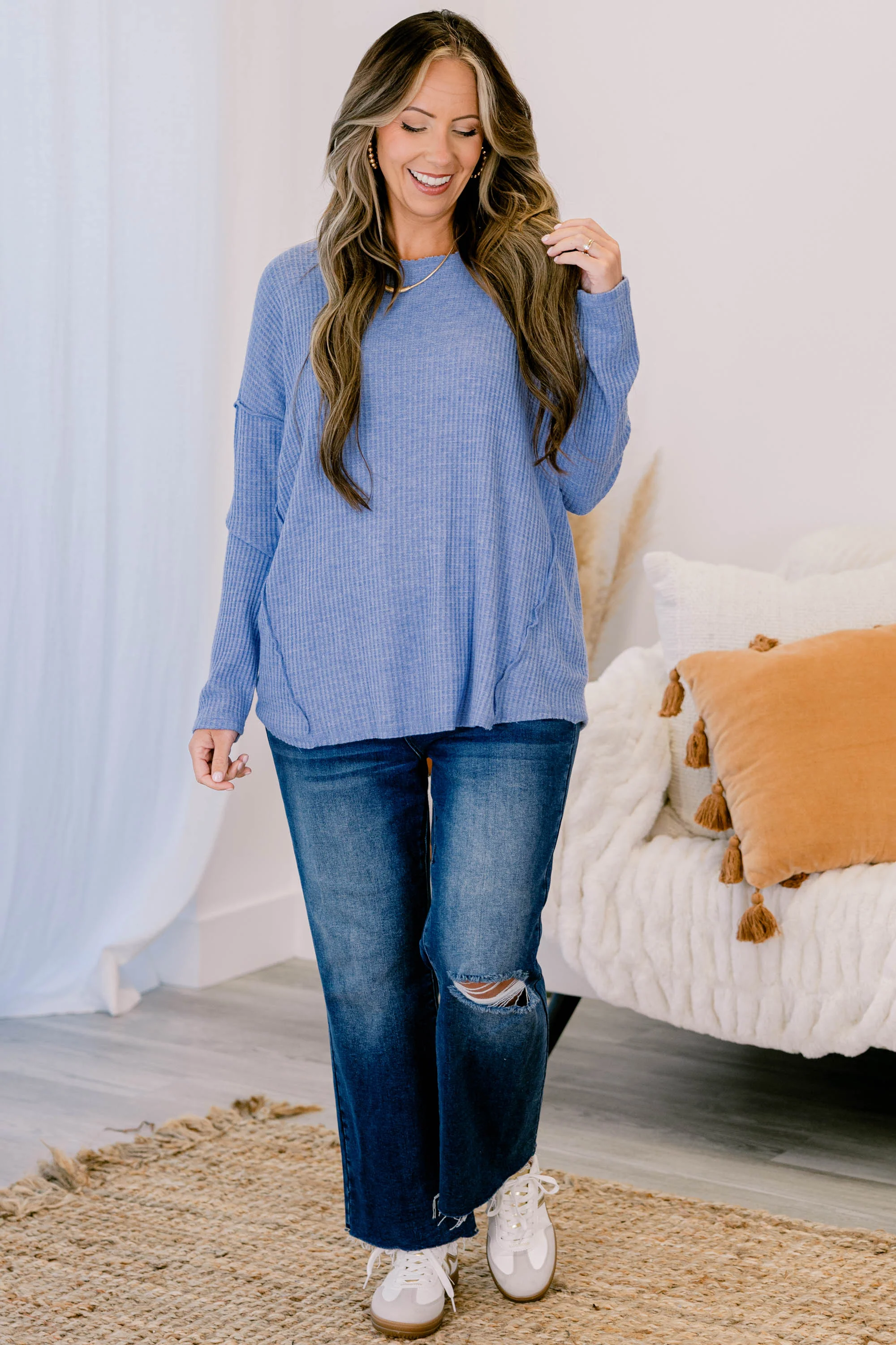 Can't Stop Love Top, Denim Blue - Giverhouse