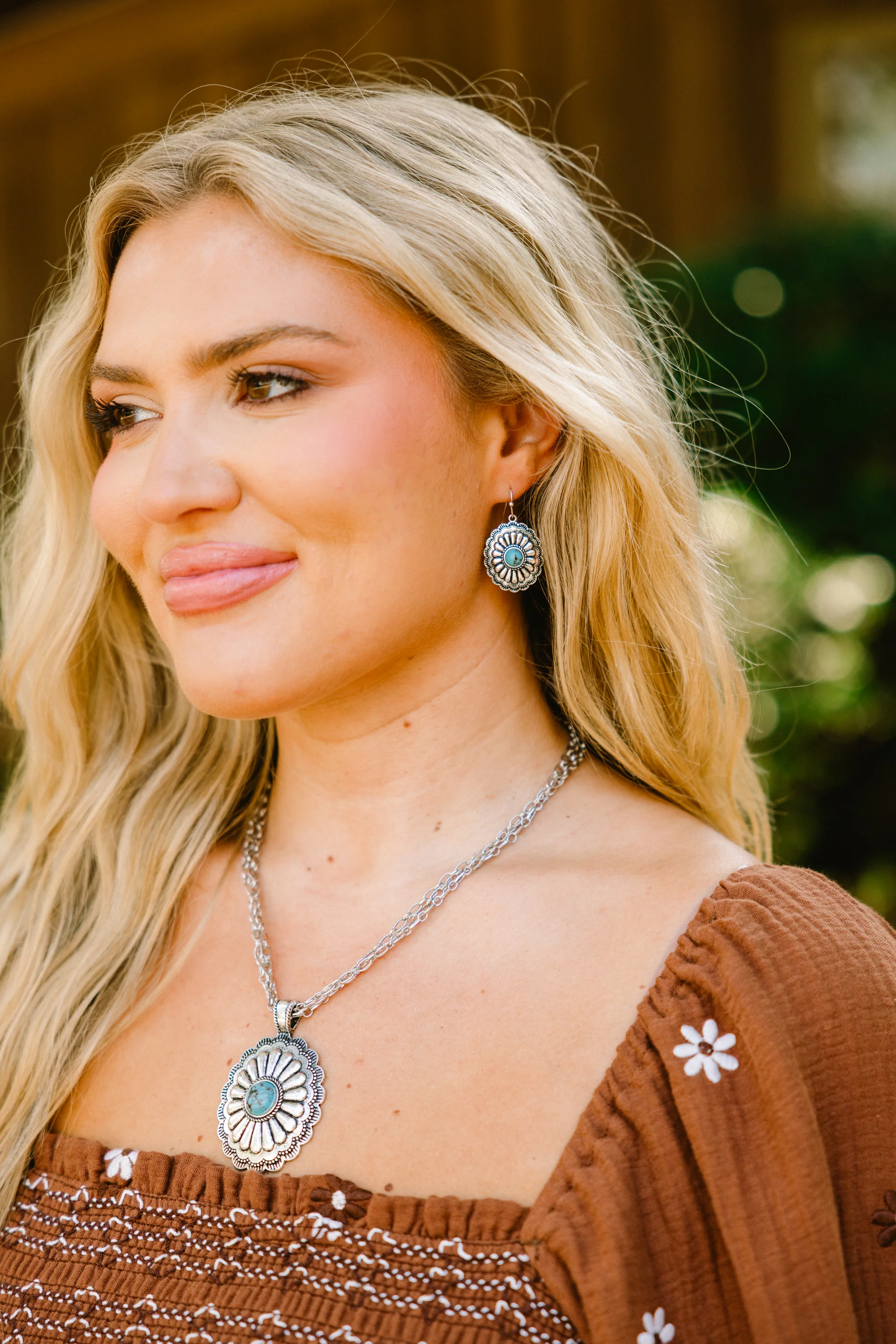 Wandering Winds Earring & Necklace Set, Turquoise - Giverhouse