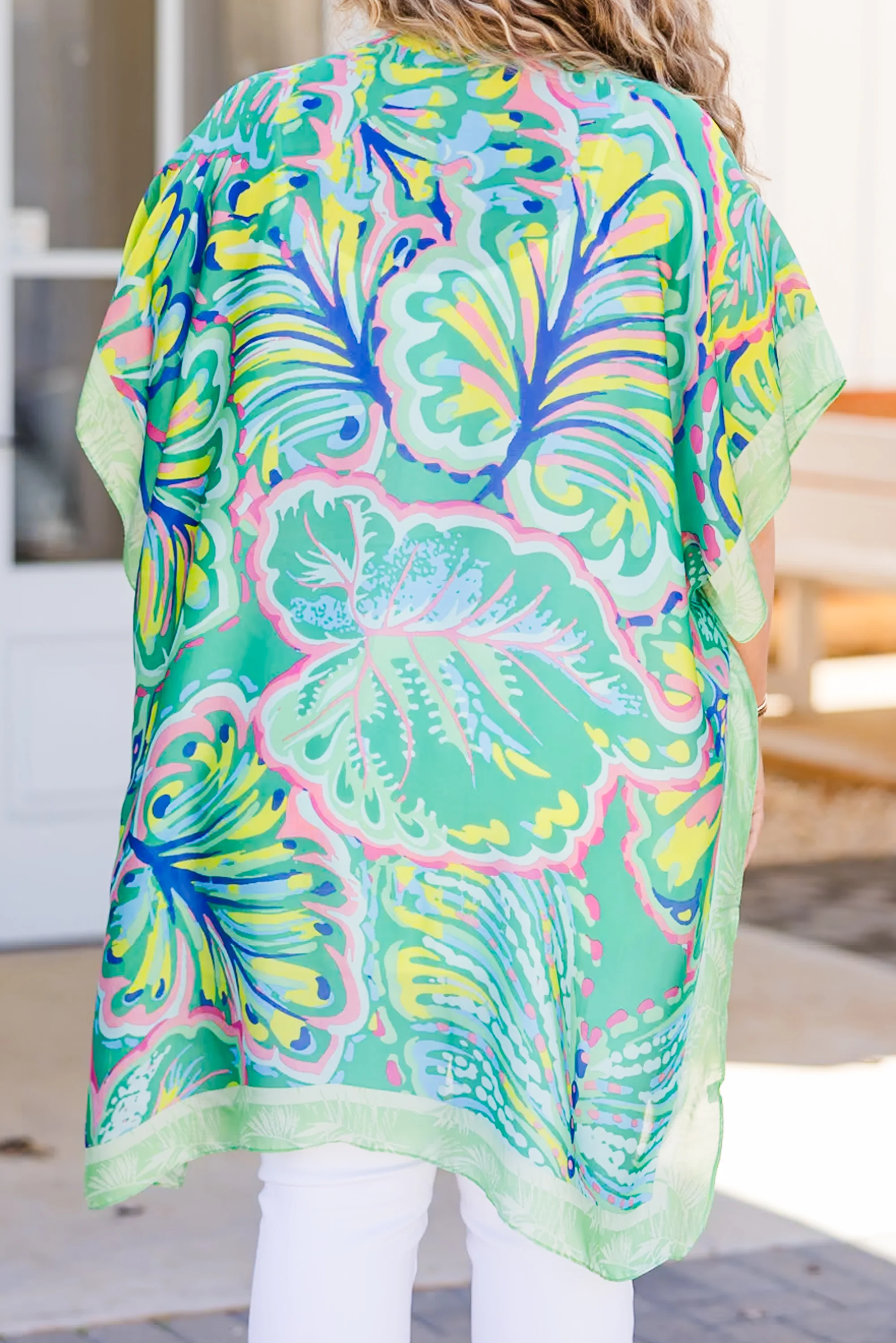 Tropical Palm Trees Kimono, Green - Giverhouse