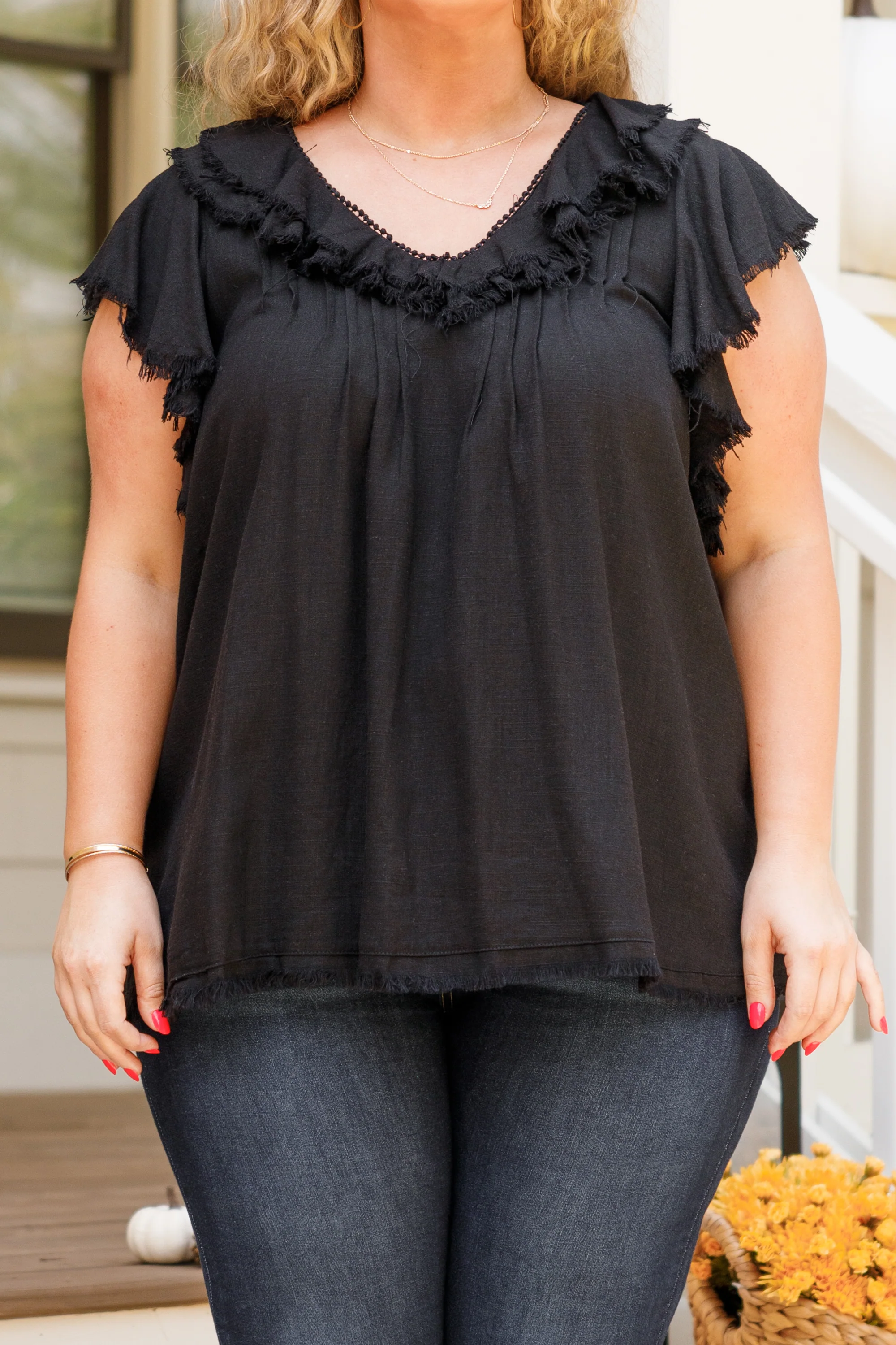 Dreaming Of A Fringe Moment Top, Black - Giverhouse