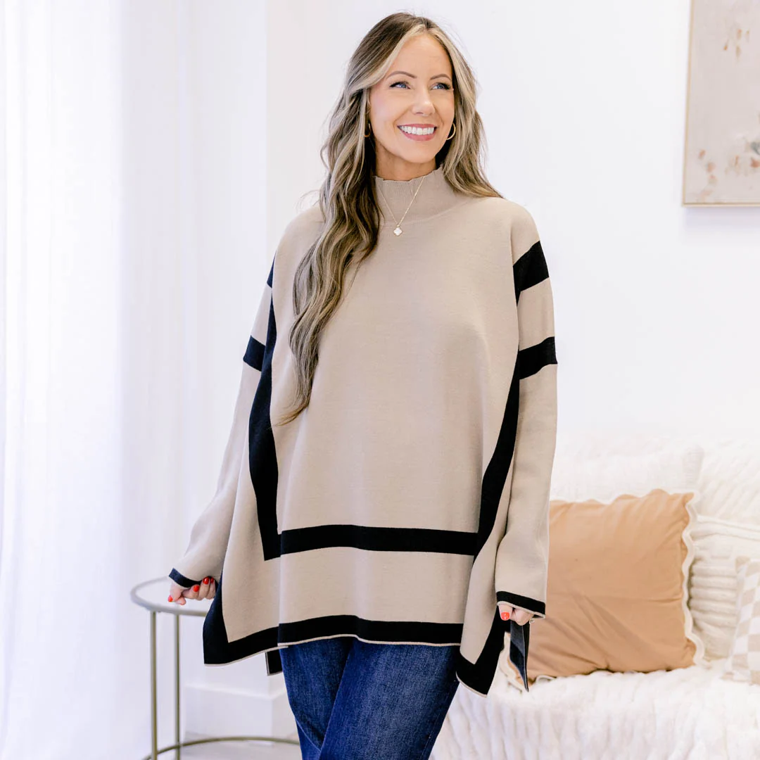 All The Luck Sweater, Taupe-Black - Giverhouse