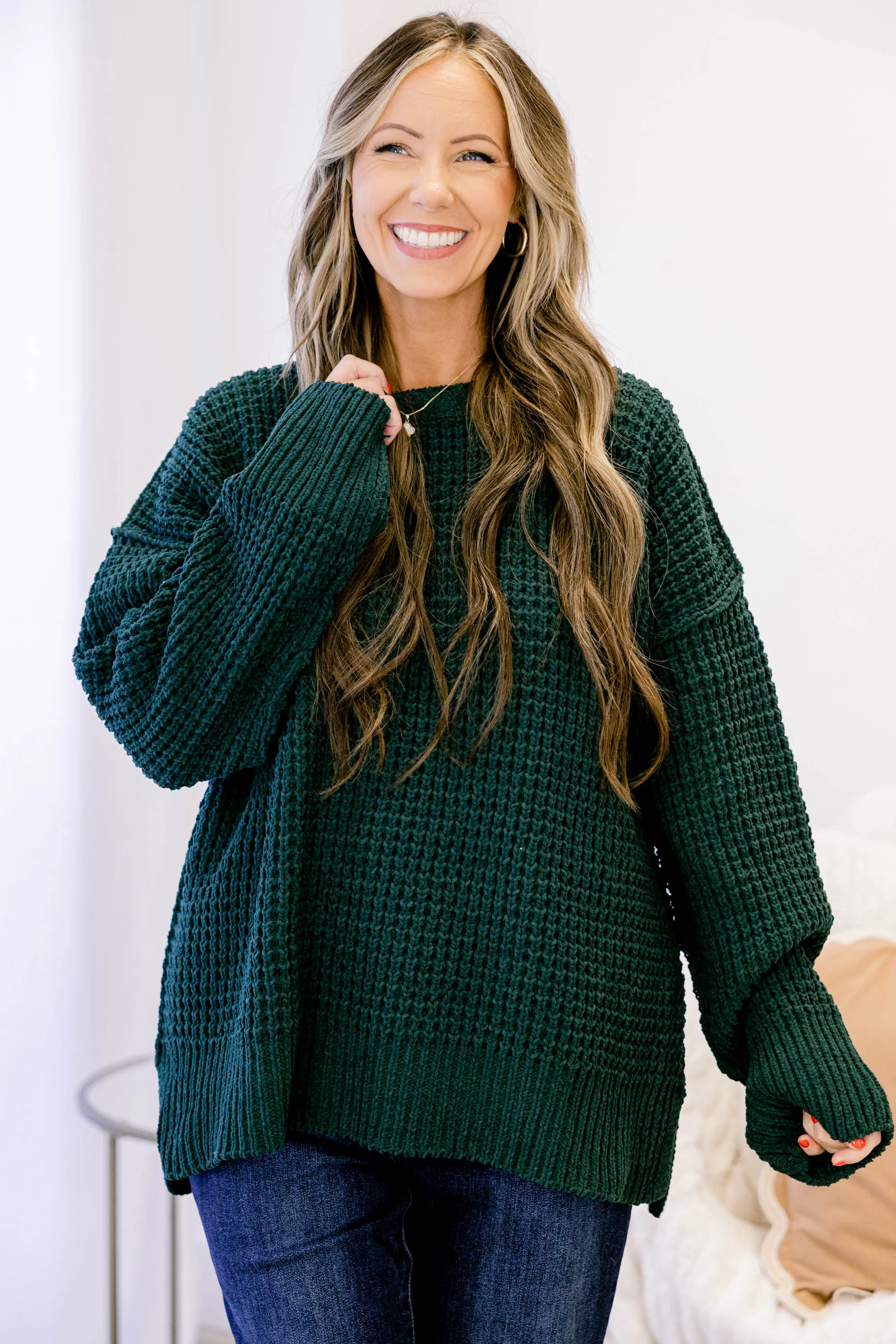 Falling Petals Sweater, Green - Giverhouse