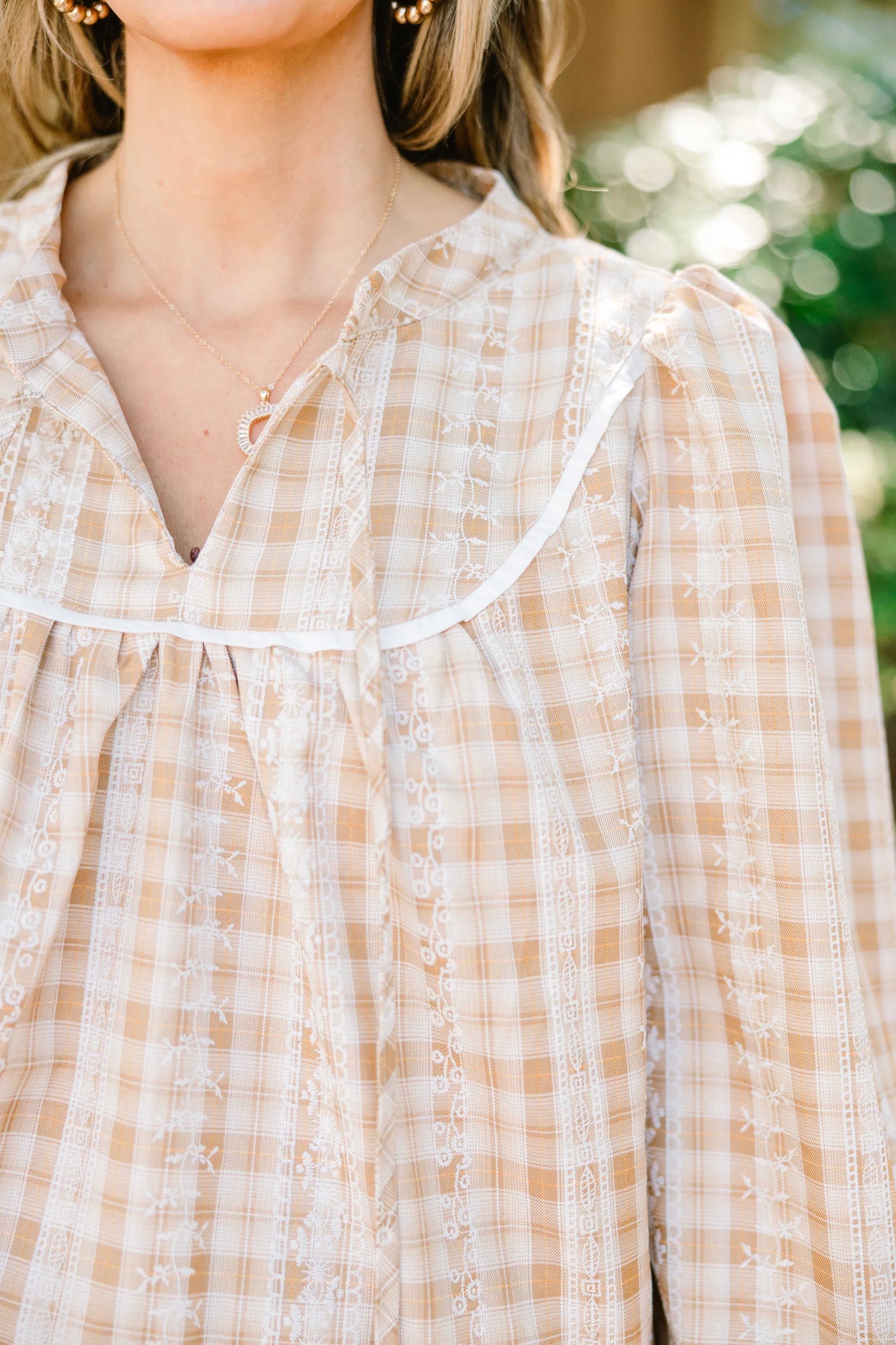 Miss My Love Top, Brown Gingham - Giverhouse