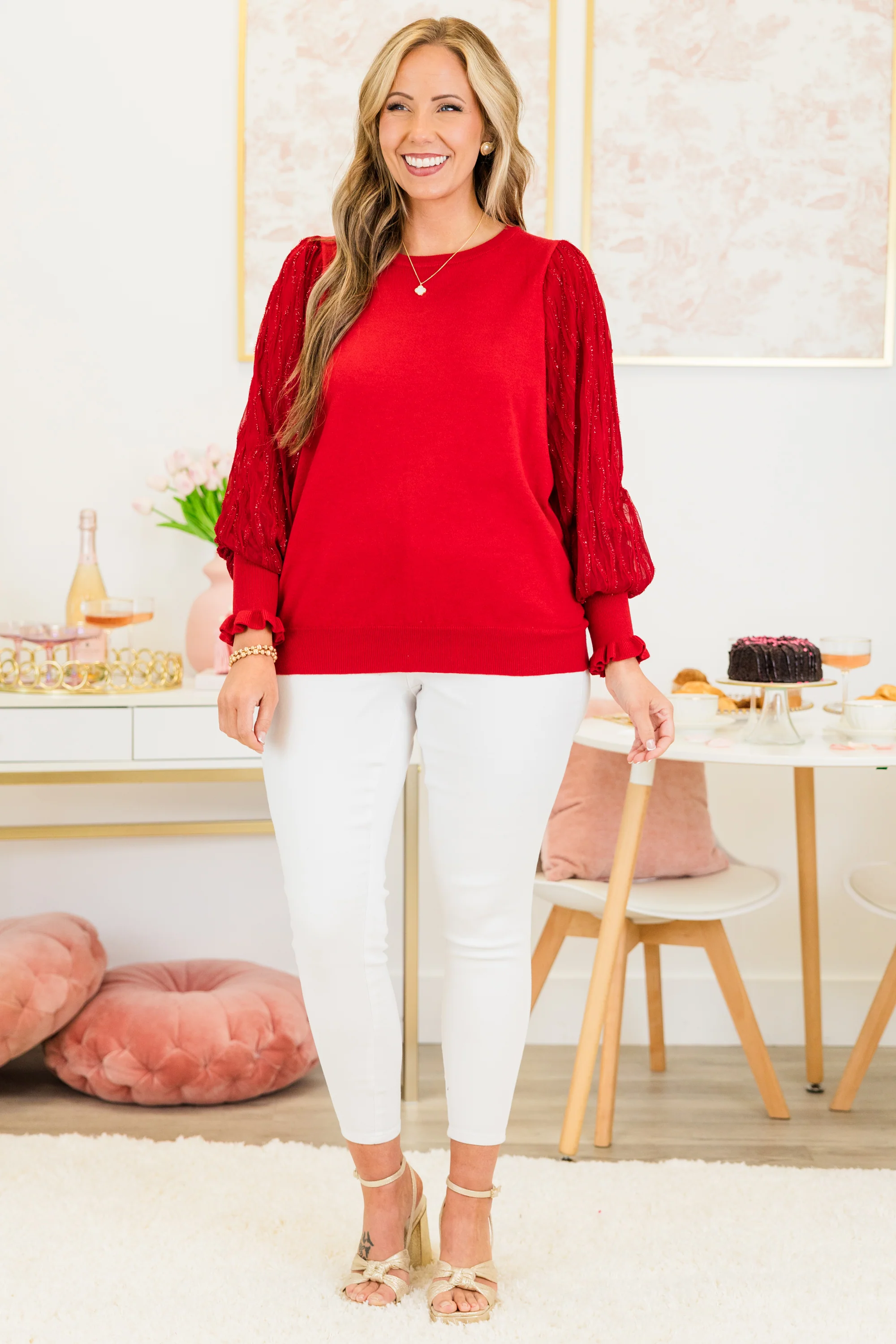 Give Me Beautiful Flowers Top, Red - Giverhouse