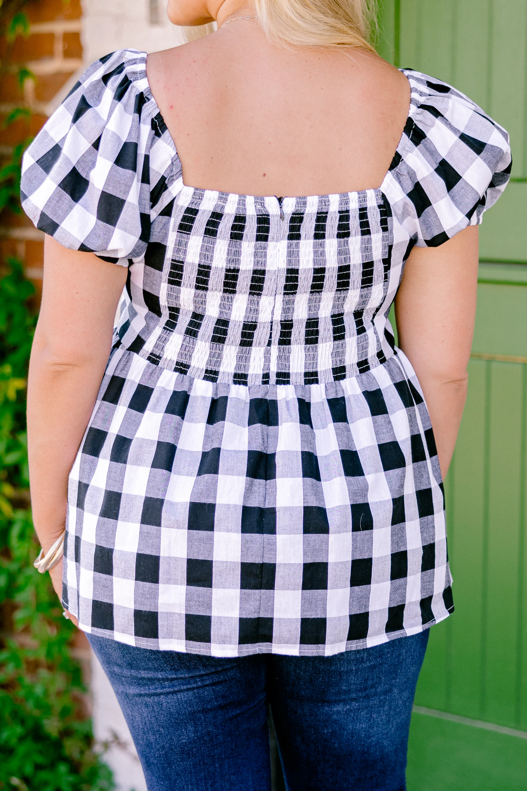 Speak Later Top, Black Gingham - Giverhouse