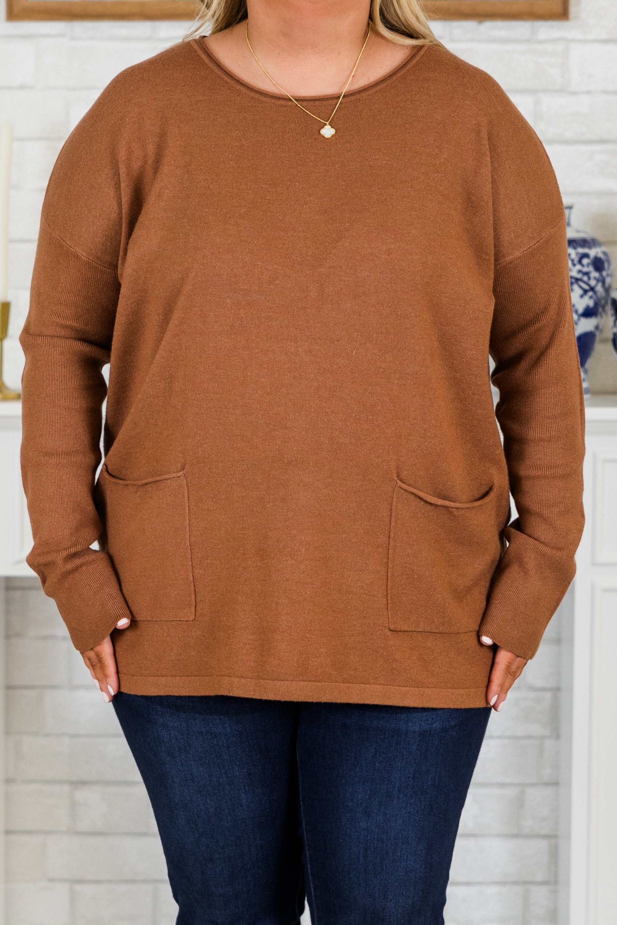 Fall into Fashion Sweater, Heather Deep Camel - Giverhouse