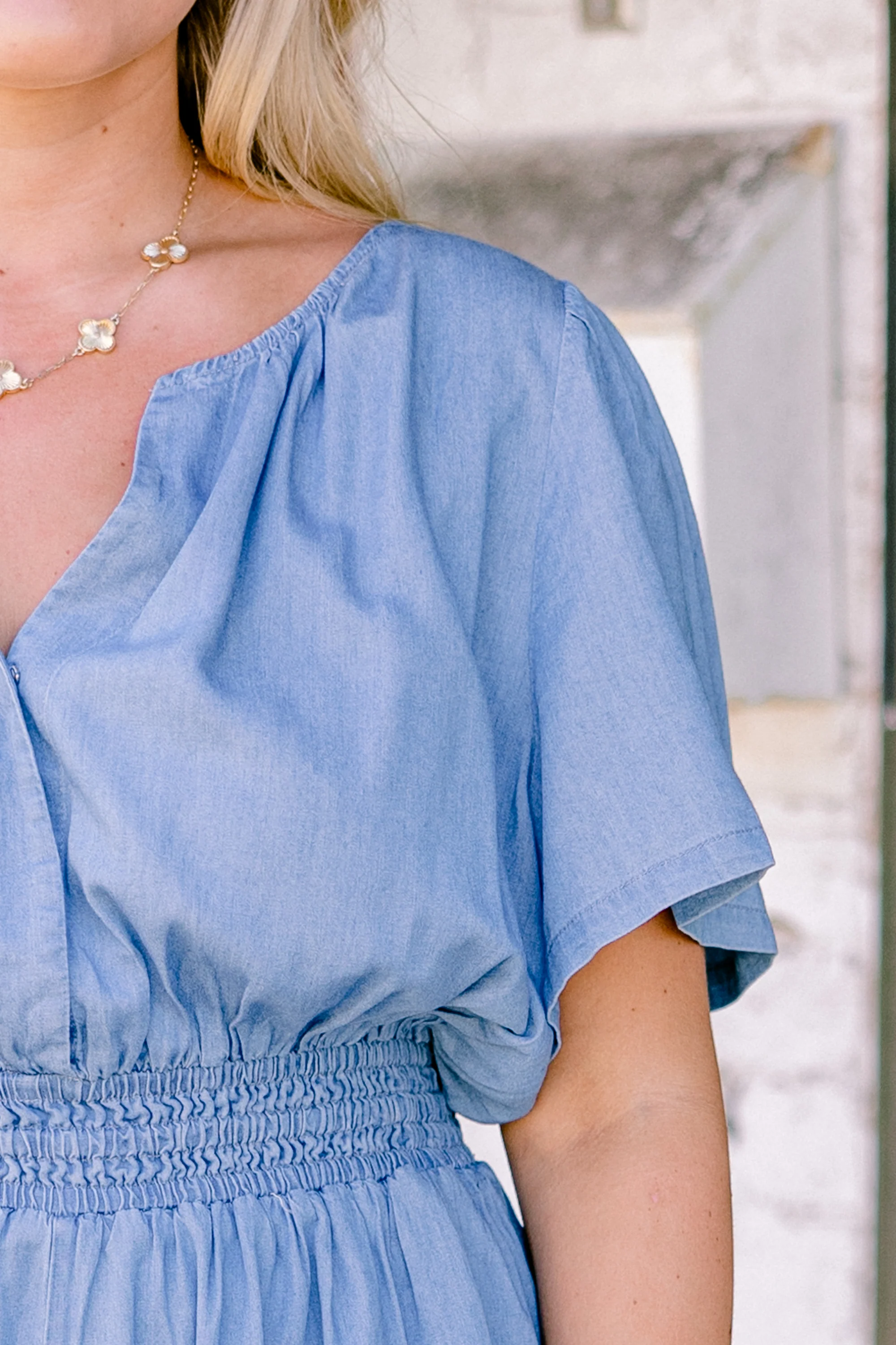 Keep It To Yourself Romper, Denim - Giverhouse