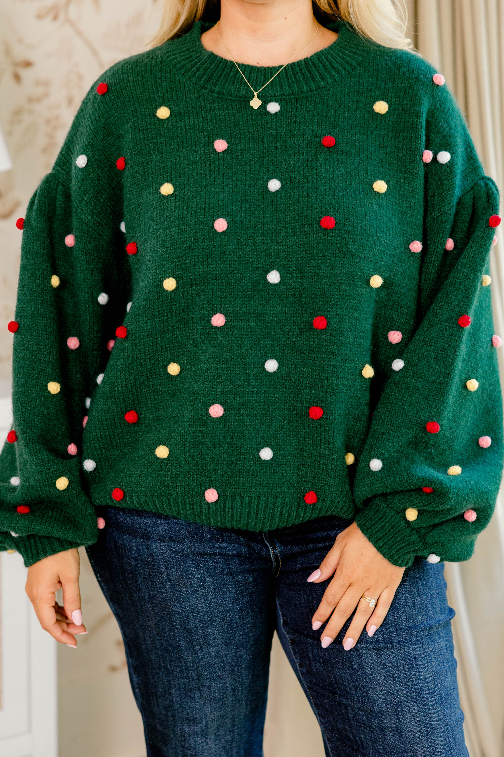 Spotted Charm Sweater, Green - Giverhouse