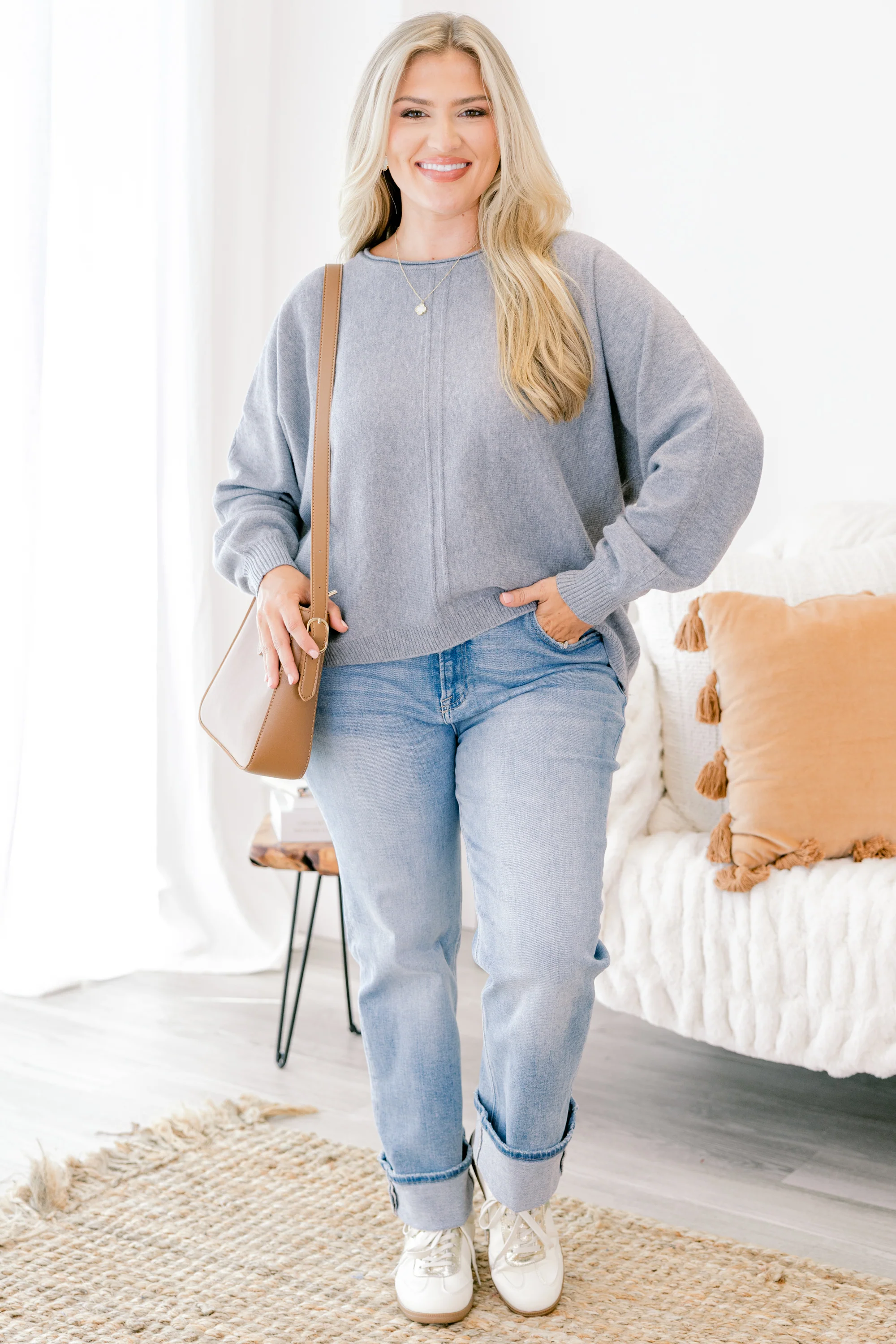 Anywhere We Go Sweater, Heather Gray - Giverhouse