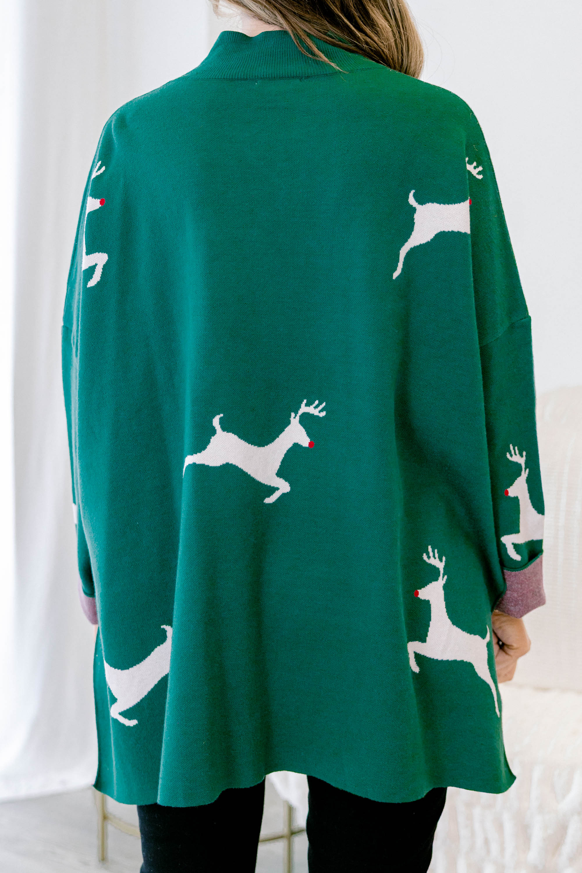 Everything And More Sweater, Green Deer - Giverhouse