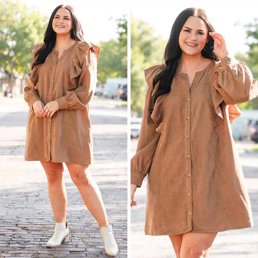 When The Night Is Here Dress, Camel - Giverhouse