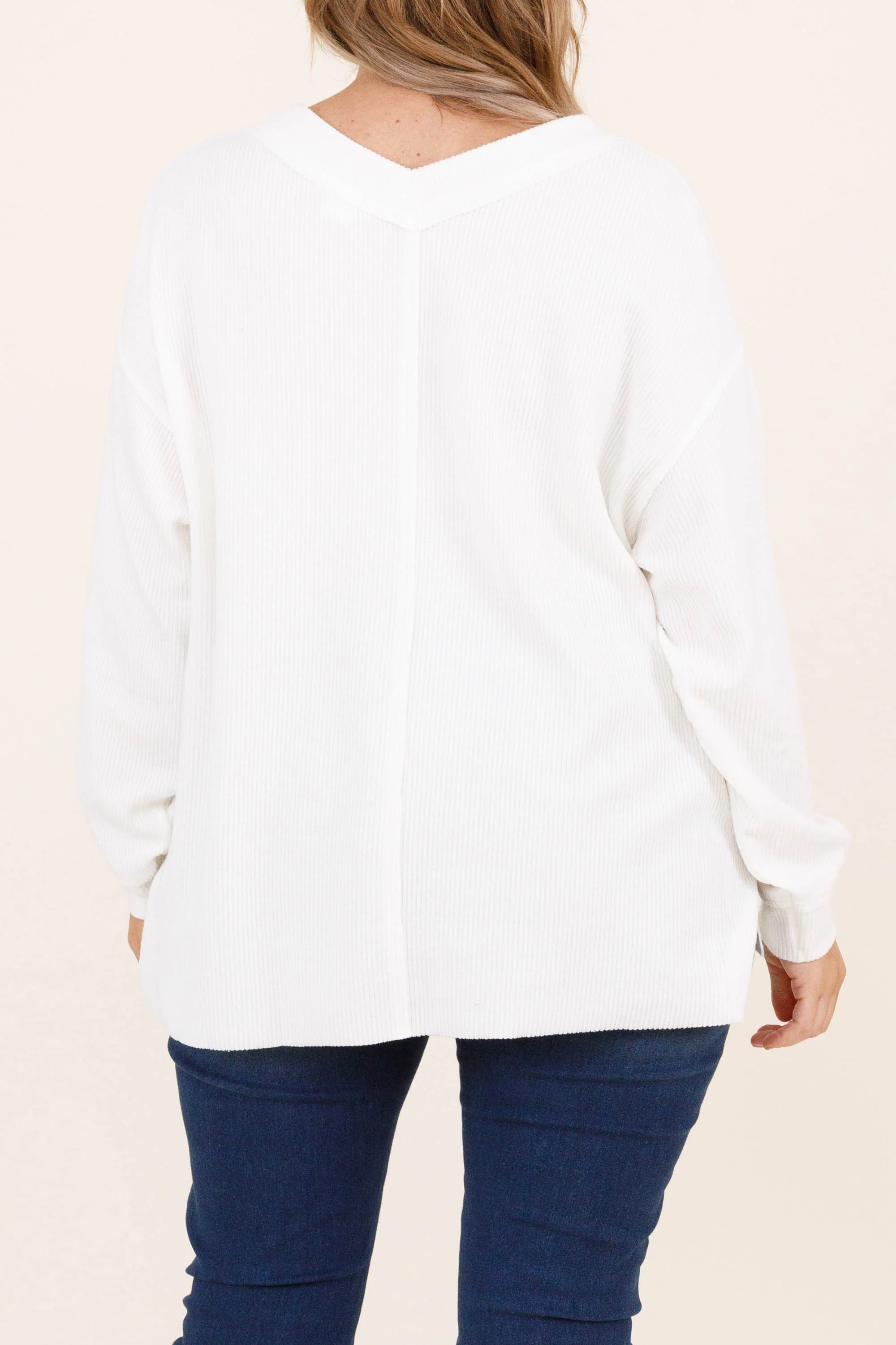 Cozy Textured Sweatshirt, Ivory - Giverhouse