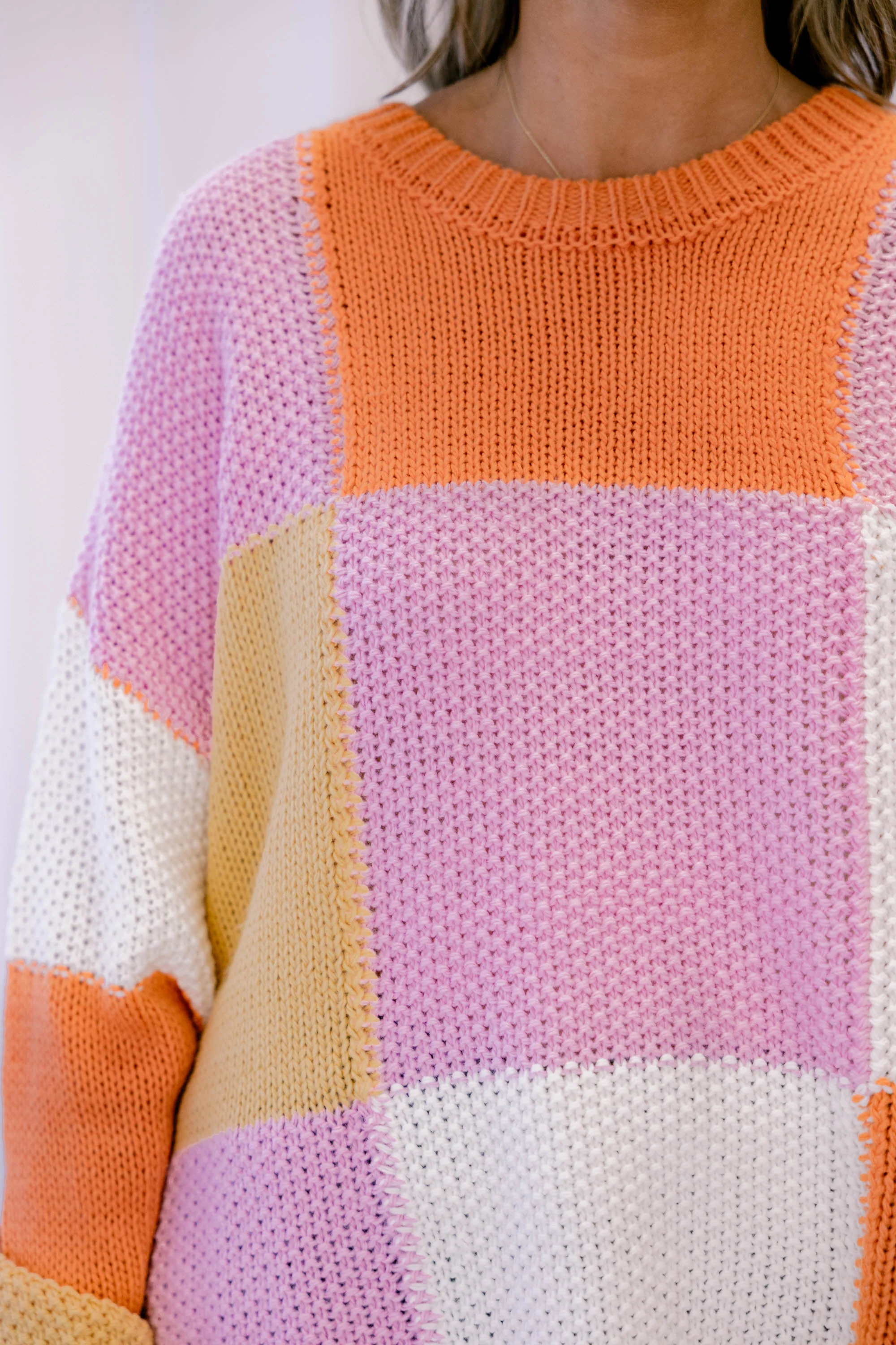 Block and Back Sweater, Orange-Pink - Giverhouse