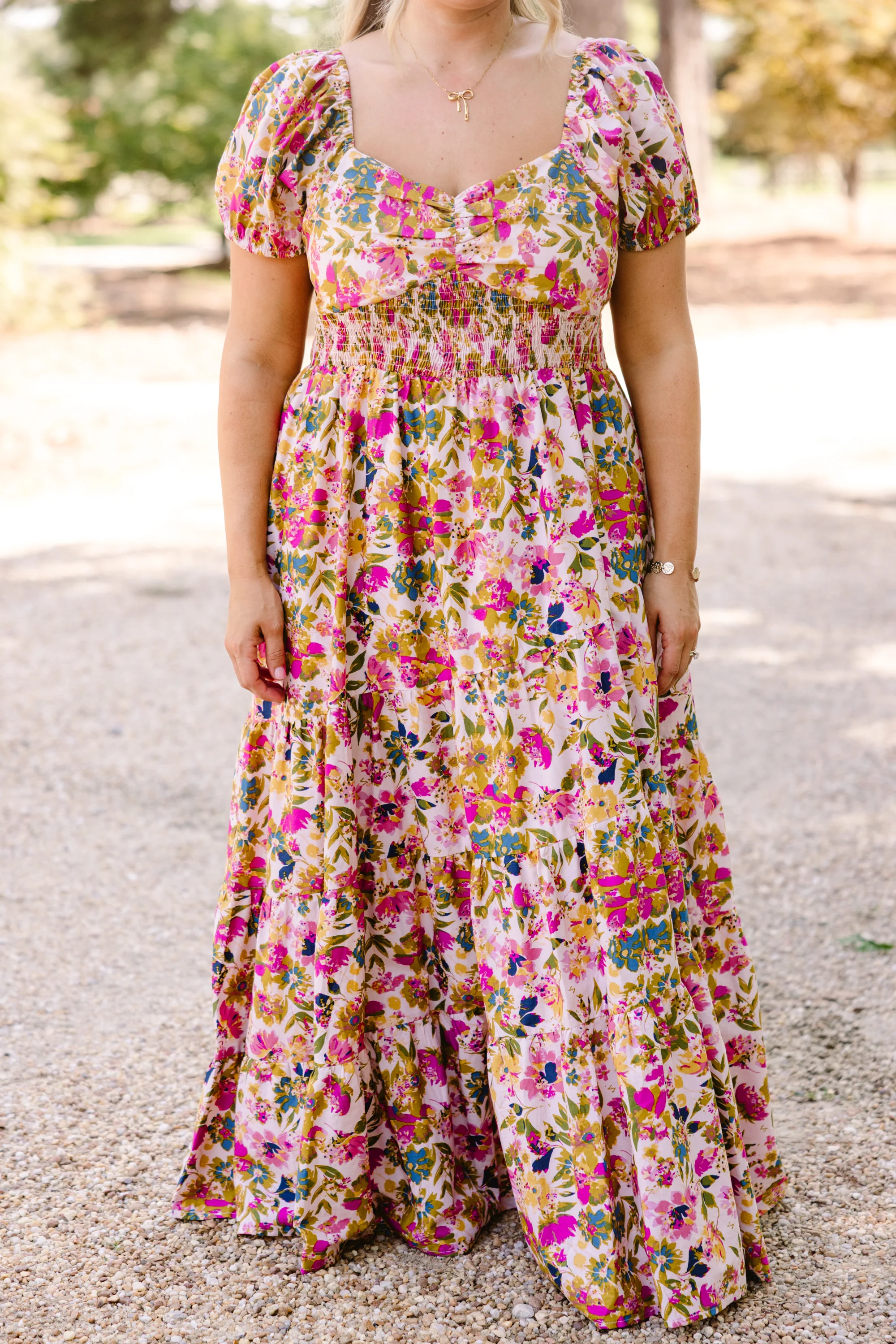 Brighter Perspective Dress, Tan Floral - Giverhouse