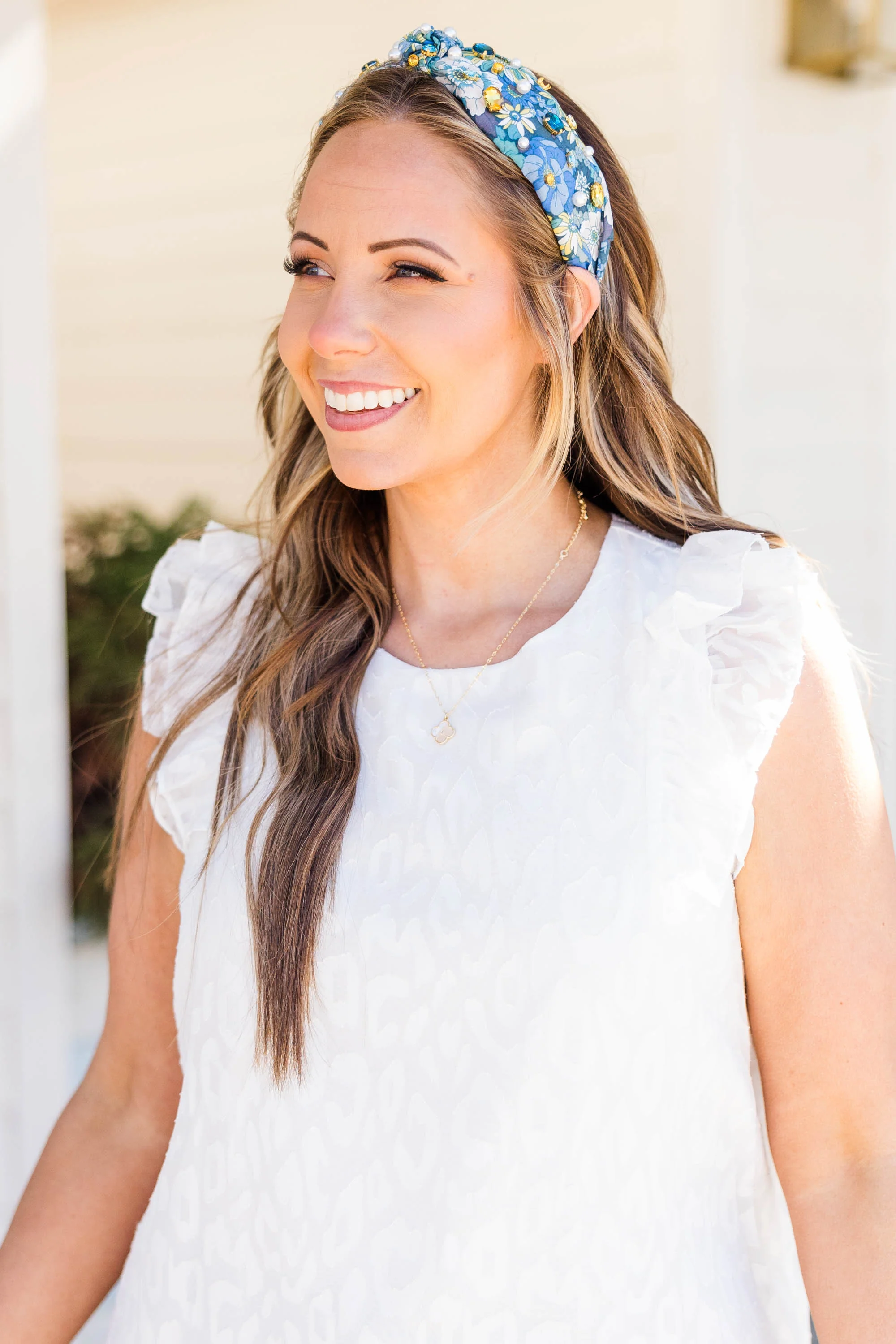 Sand, Palm, And Beach Headband, Blue-Gold - Giverhouse