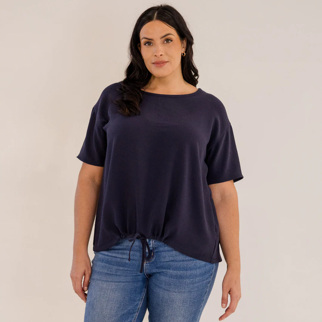 Ricker Tie Hem Top, Ink Navy - Giverhouse