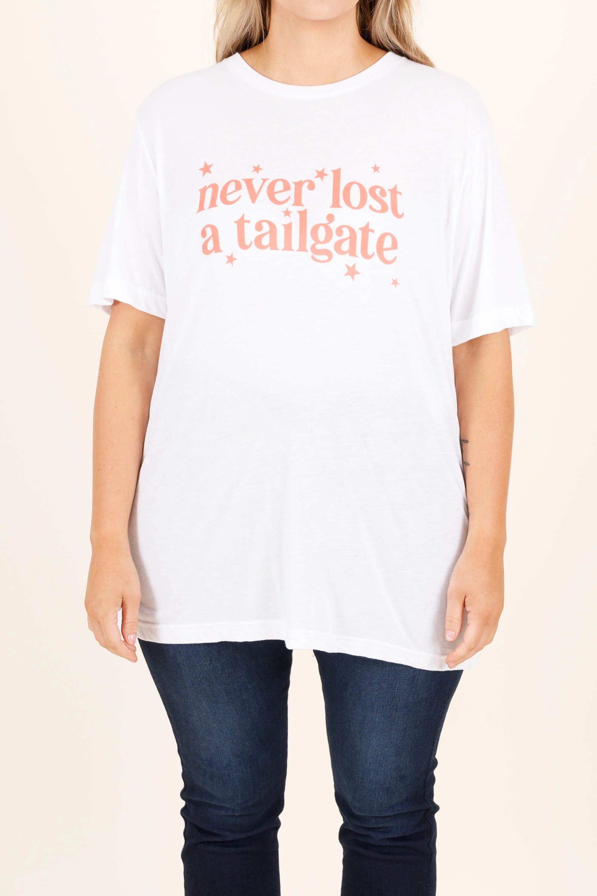 Never Lost A Tailgate Tee, White - Giverhouse