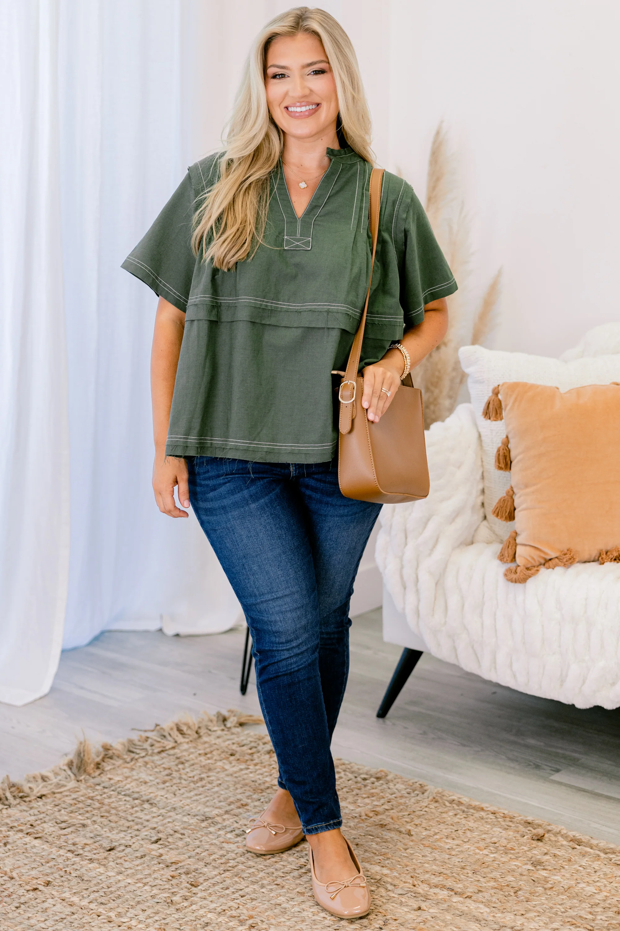 Countryside Trip Top, Green - Giverhouse