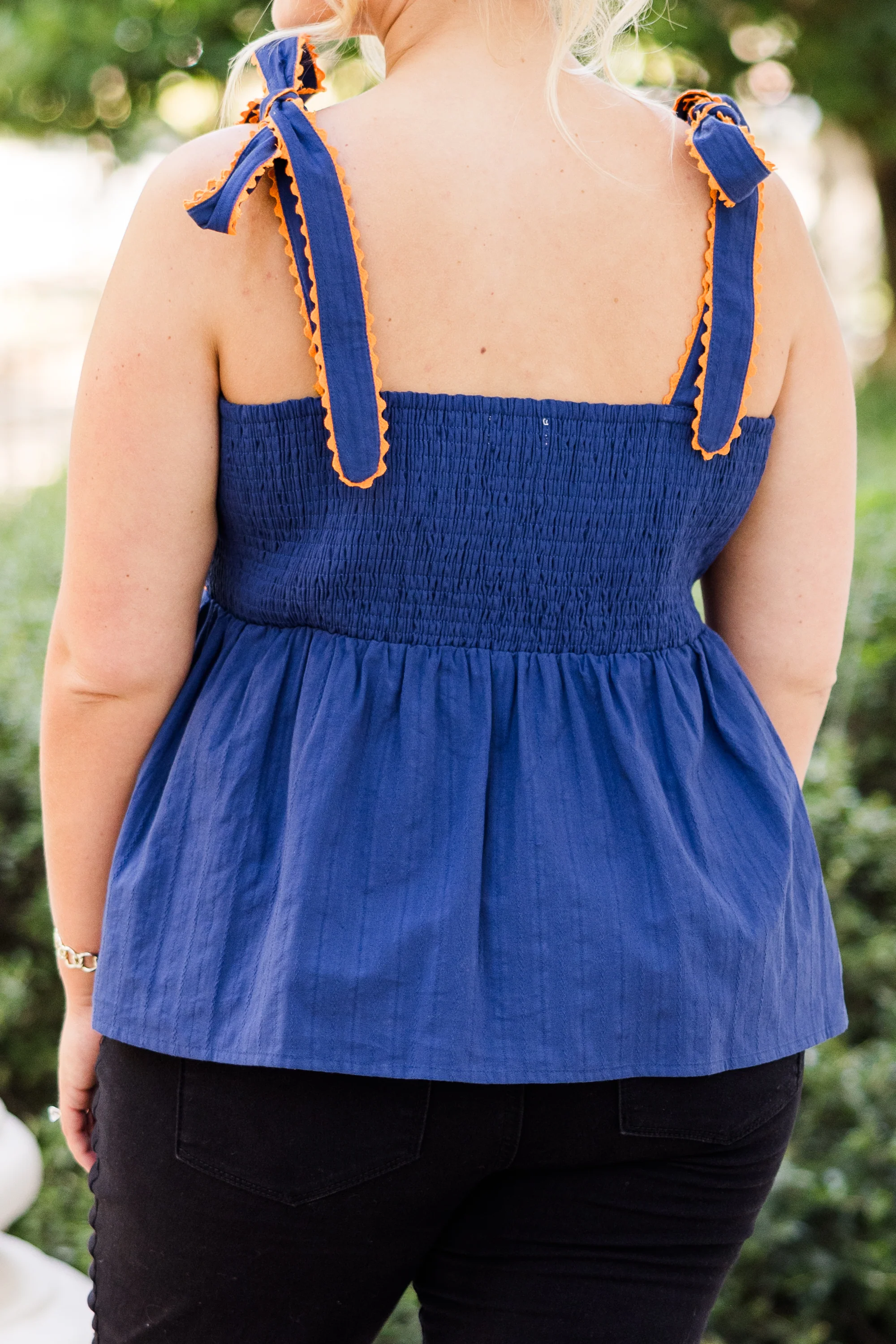 Sweetheart Gameday Babydoll Tank, Blue-Orange - Giverhouse