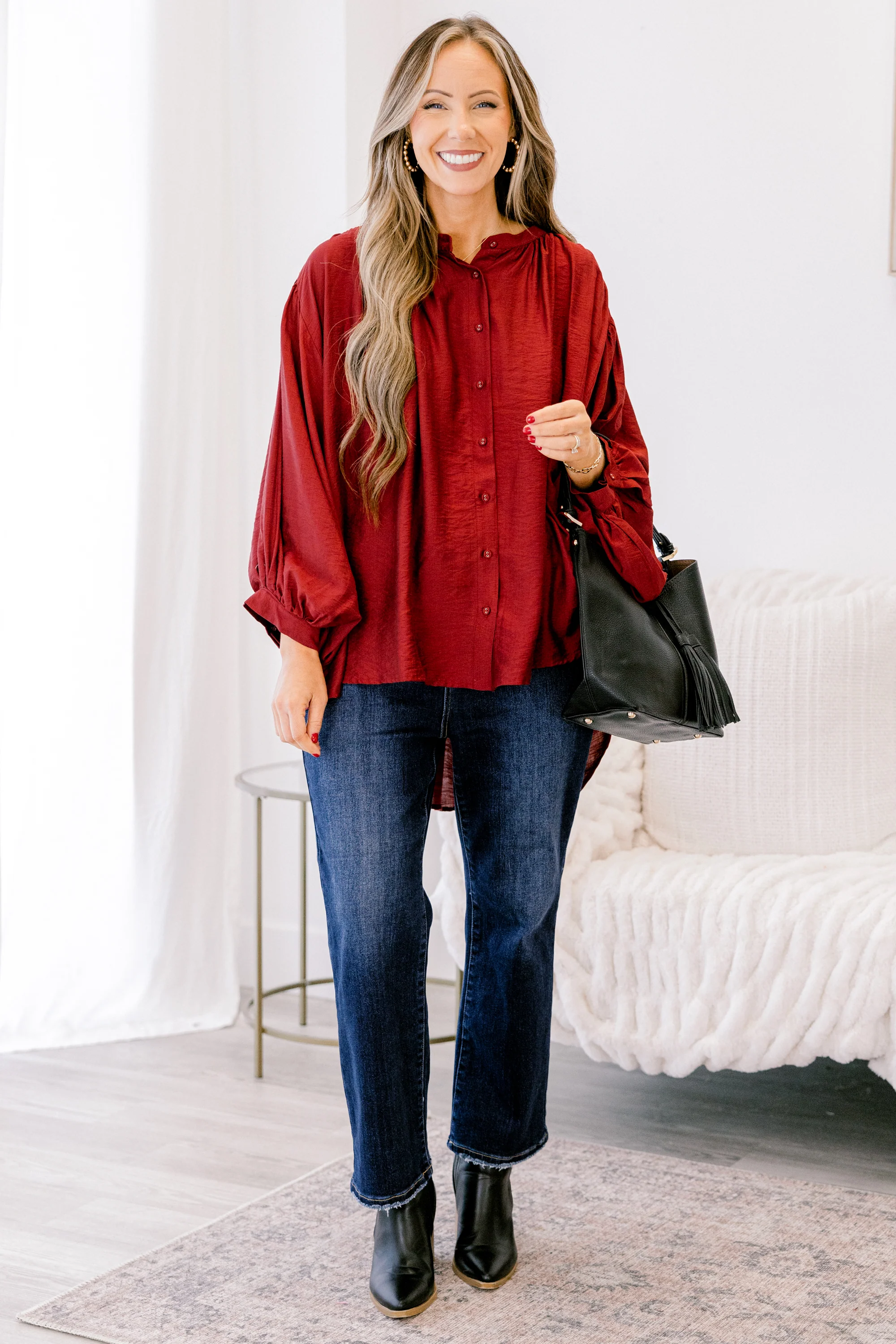 Away From It All Tunic, Burgundy - Giverhouse