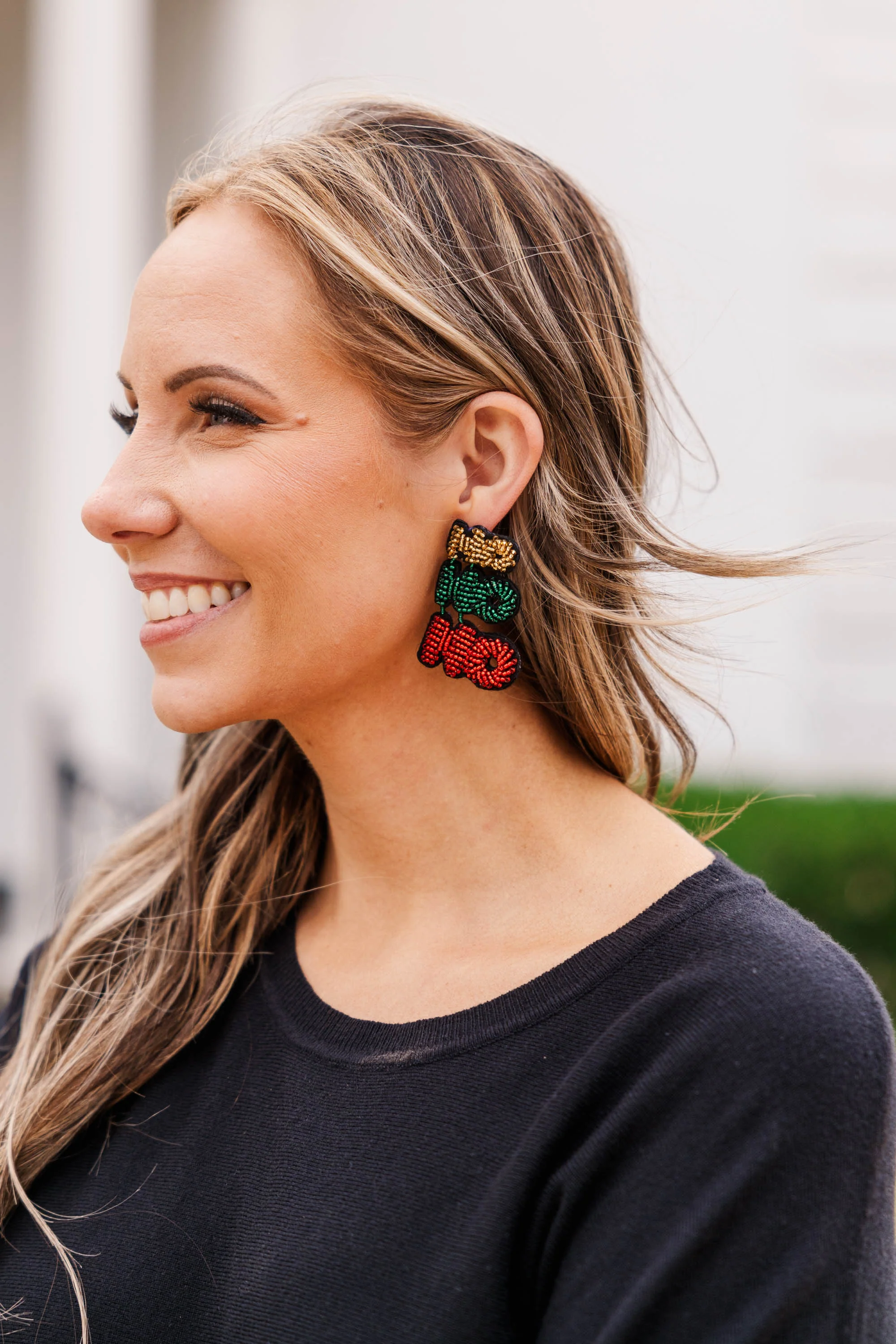 Ho Ho Ho Beaded Earrings, Multi - Giverhouse