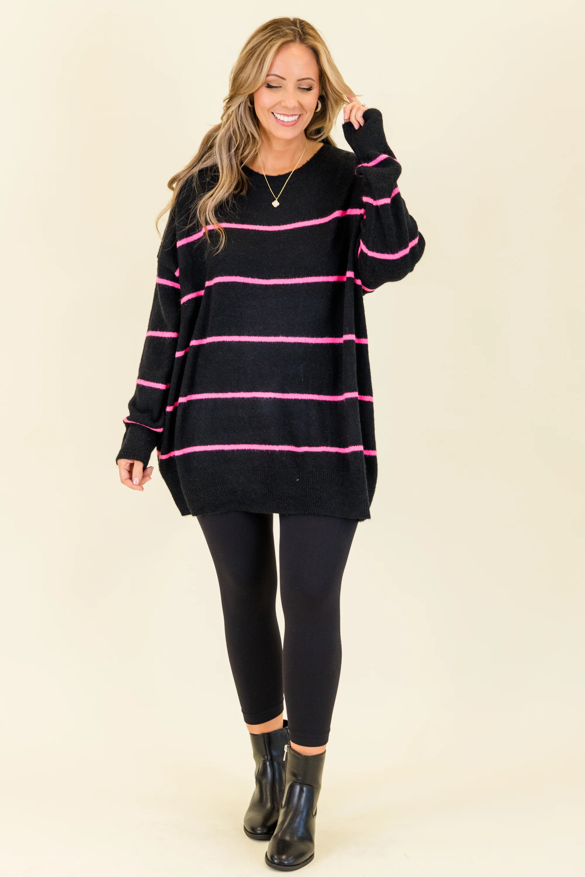 Slumber Party Sweater, Black-Pink - Giverhouse