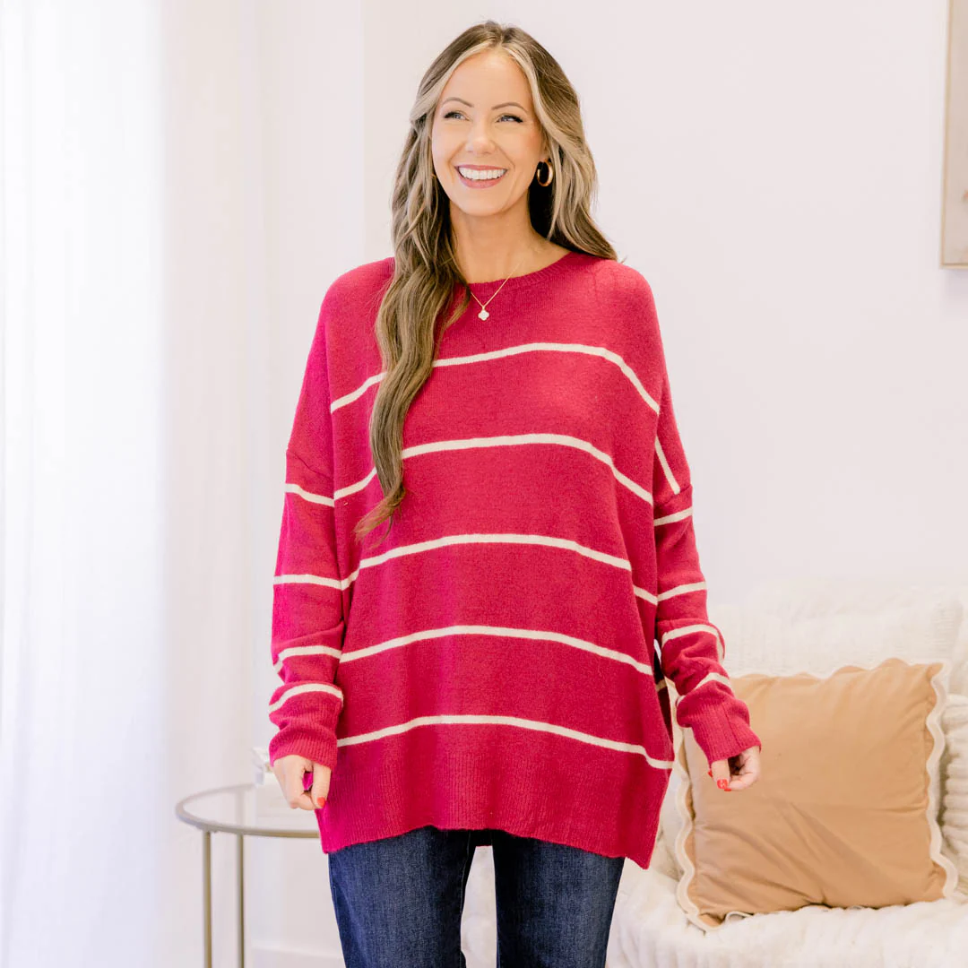 Slumber Party Sweater, Deep Pink - Giverhouse