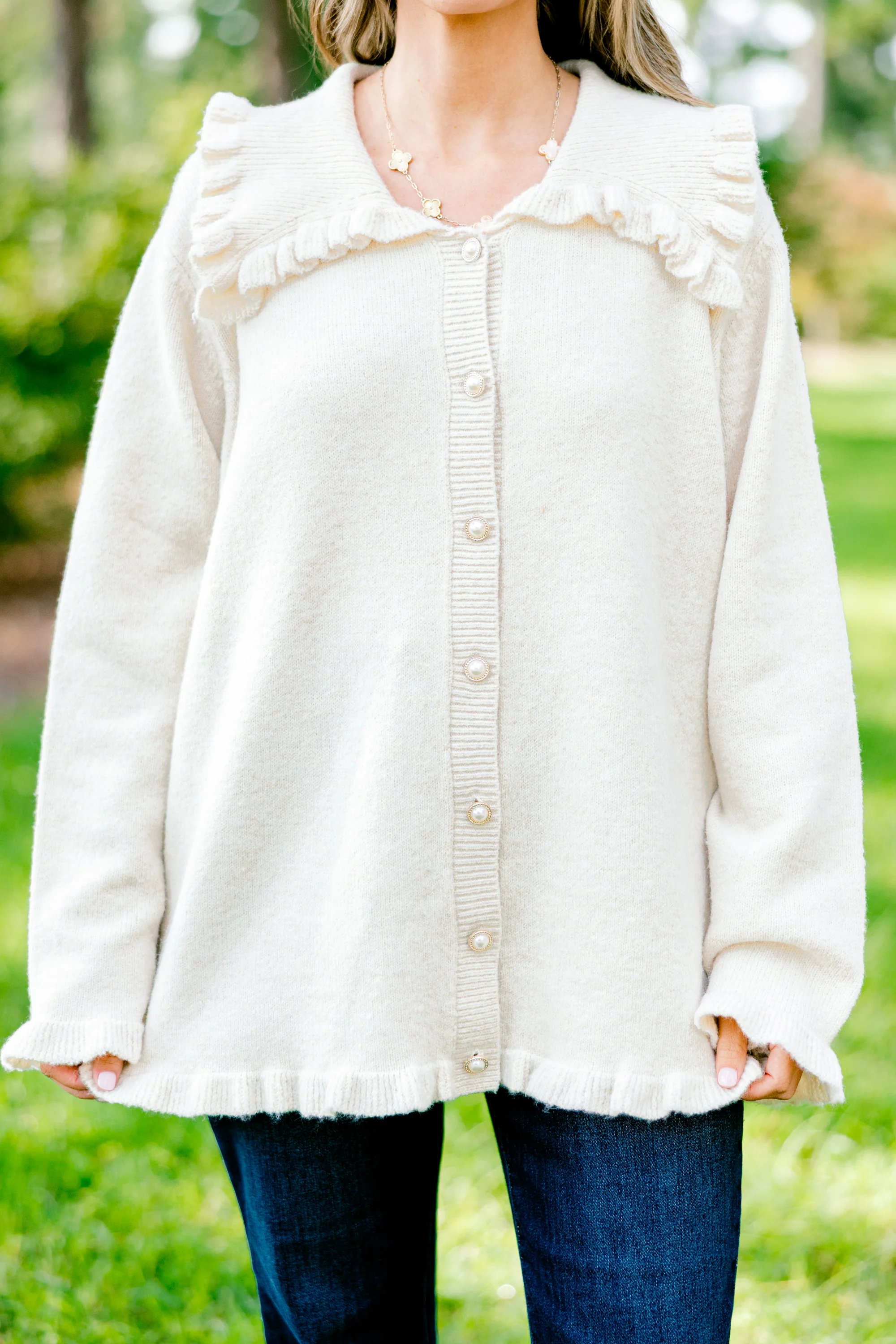 Perfectly Peaceful Cardigan, Oatmeal - Giverhouse