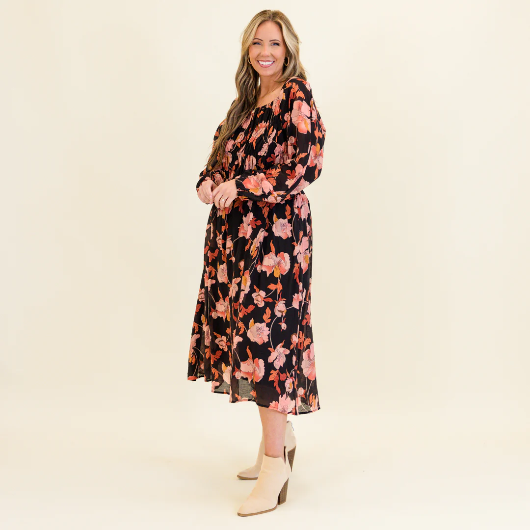 Never Too Early Midi Dress, Black - Giverhouse