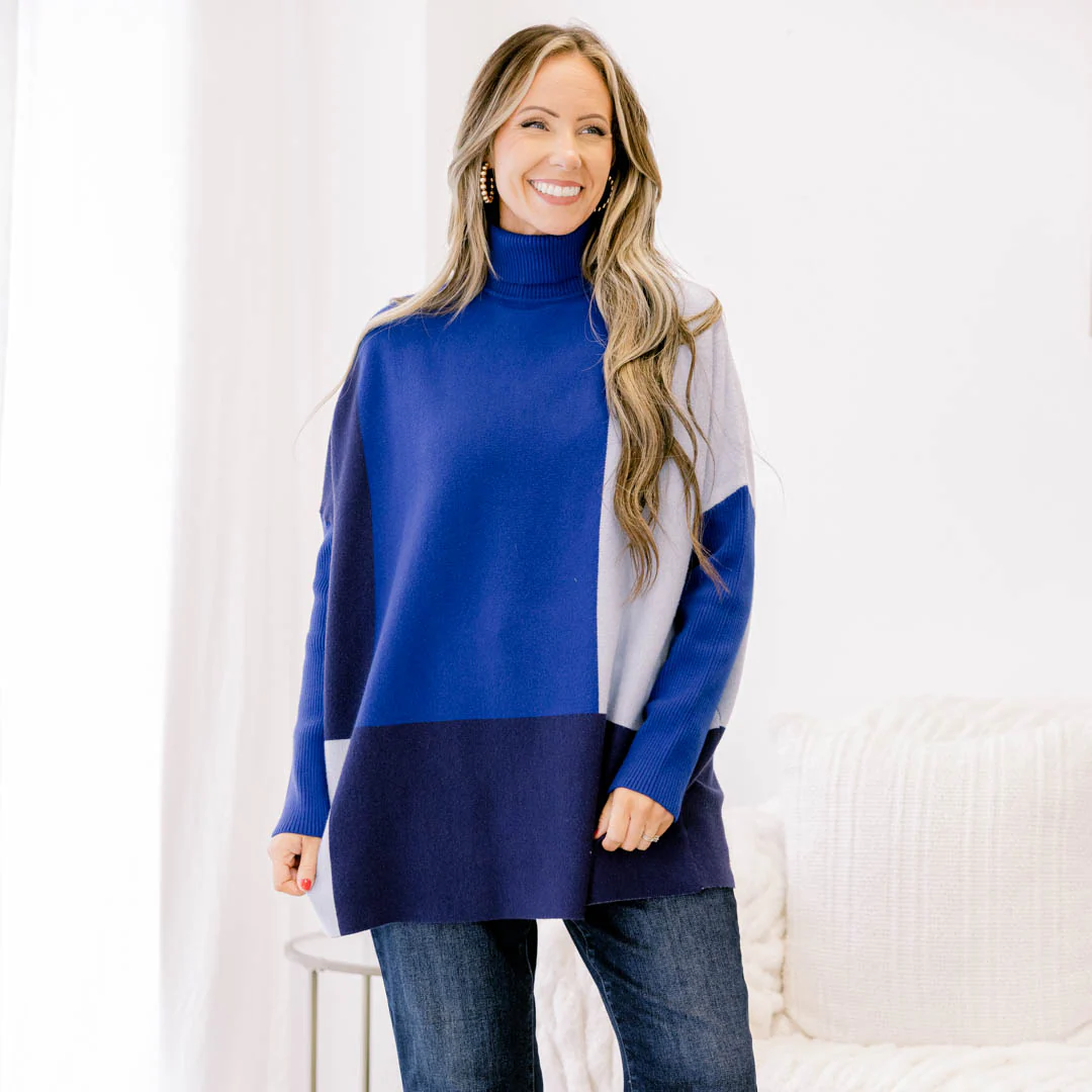 Mosaic Melody Sweater, Blue - Giverhouse
