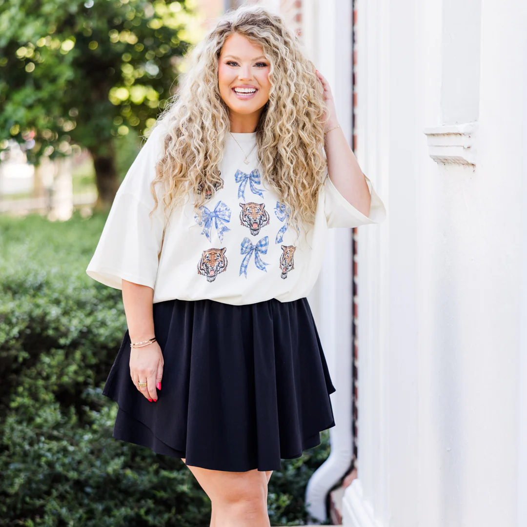 Here For The Tigers Boyfriend Tee, Ivory - Giverhouse