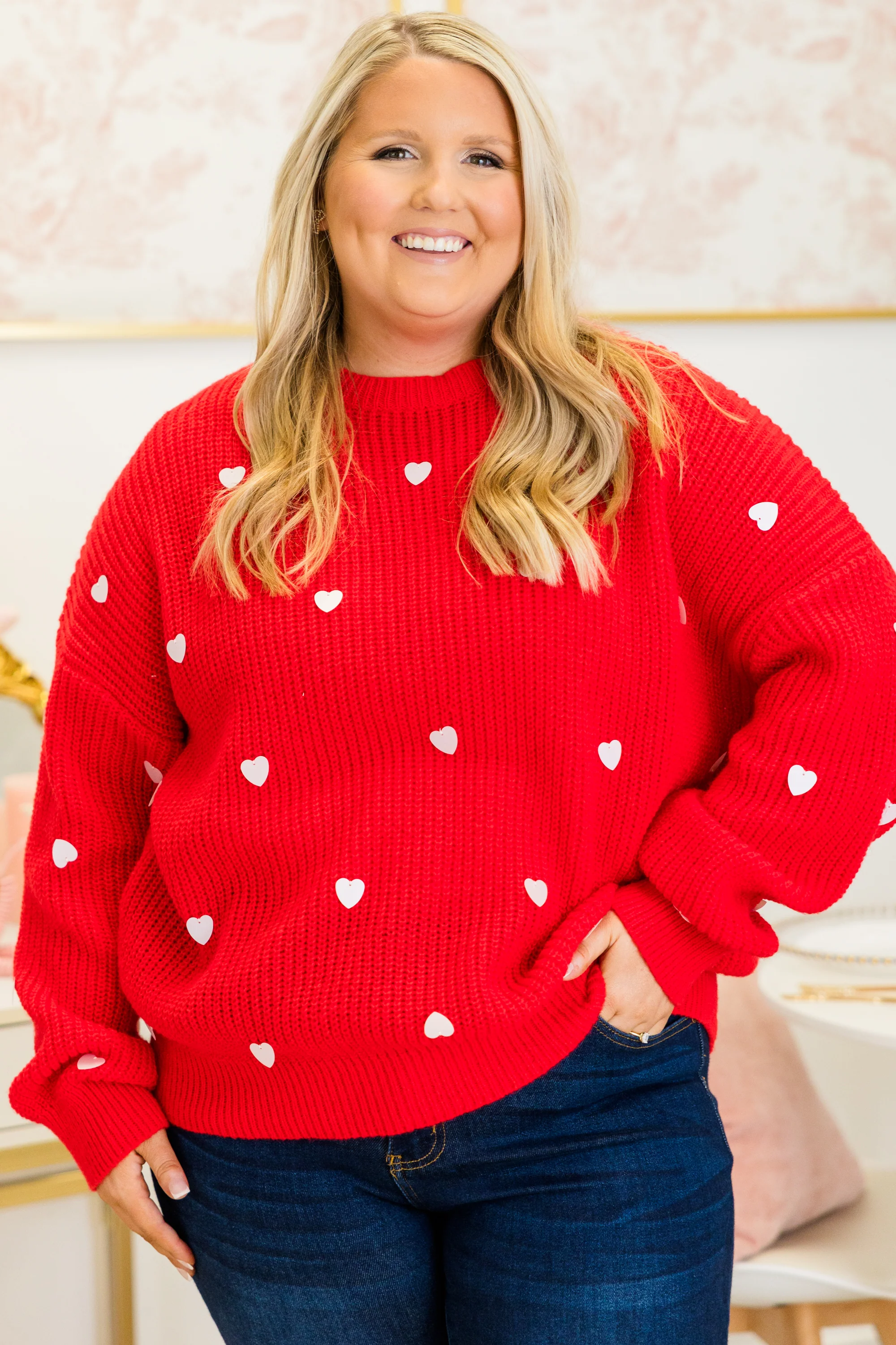 Heartbeat Tempo Sweater, Red - Giverhouse