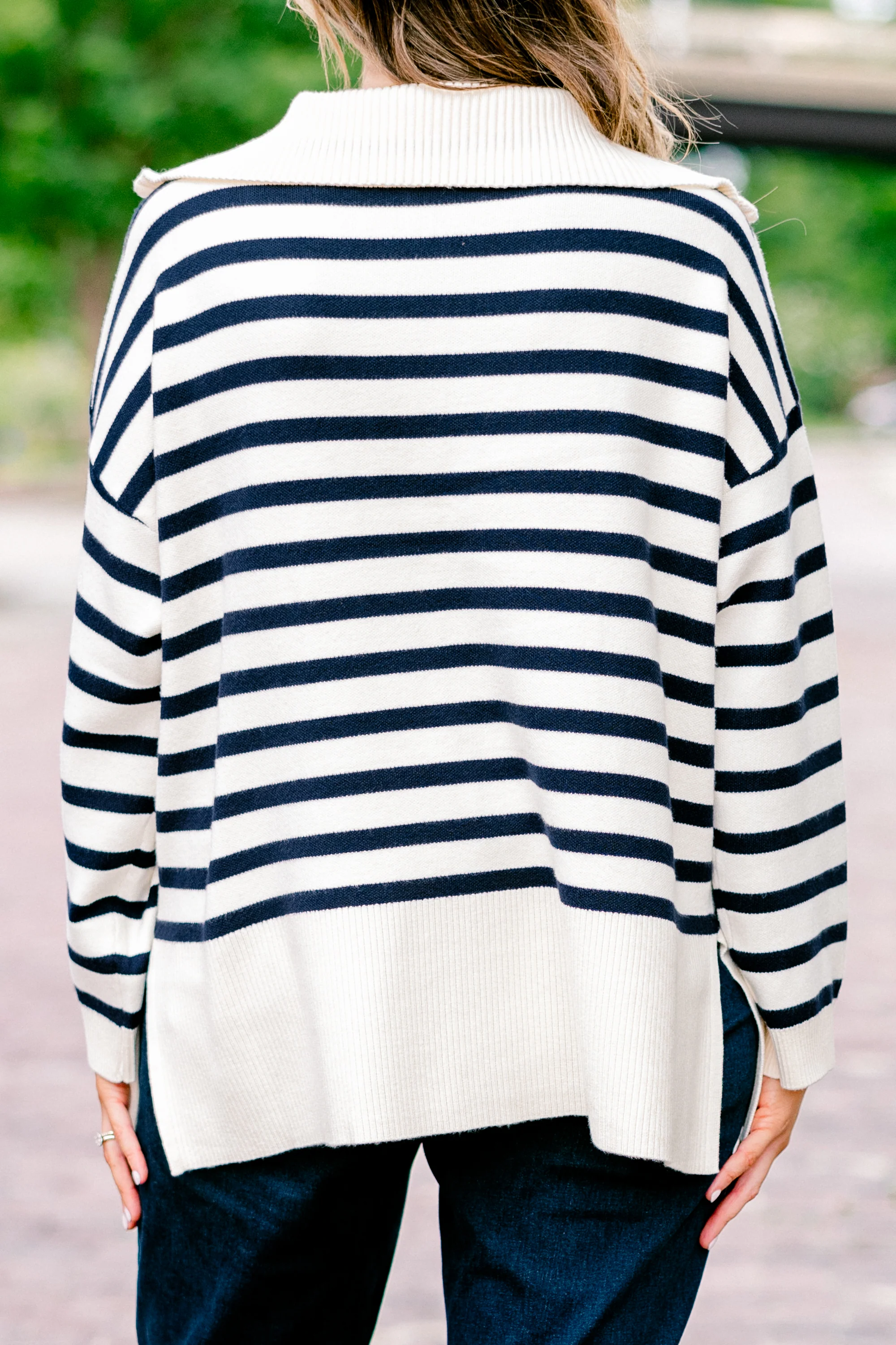 Sweet Stripes Sweater, Taupe - Giverhouse