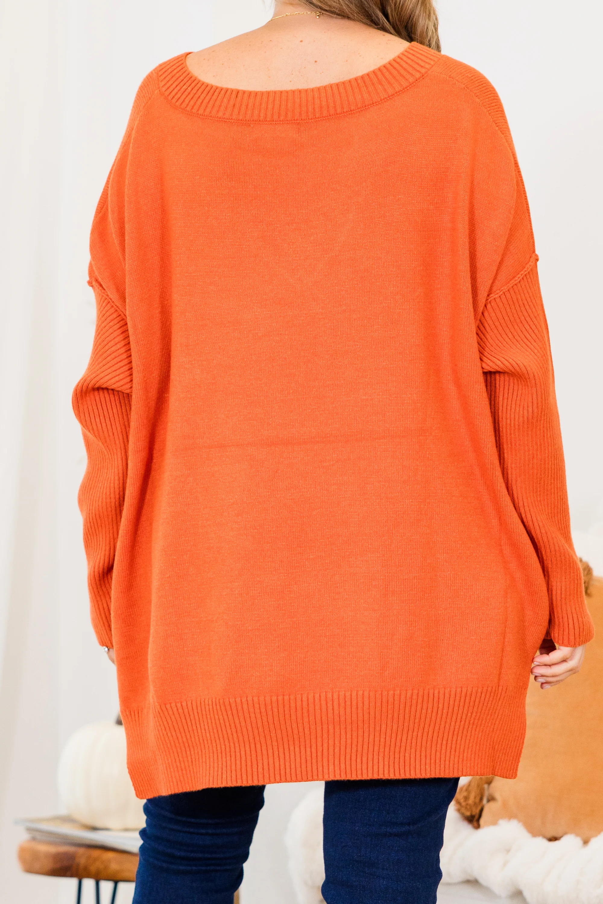 Hayride Harvest Sweater, Rust - Giverhouse